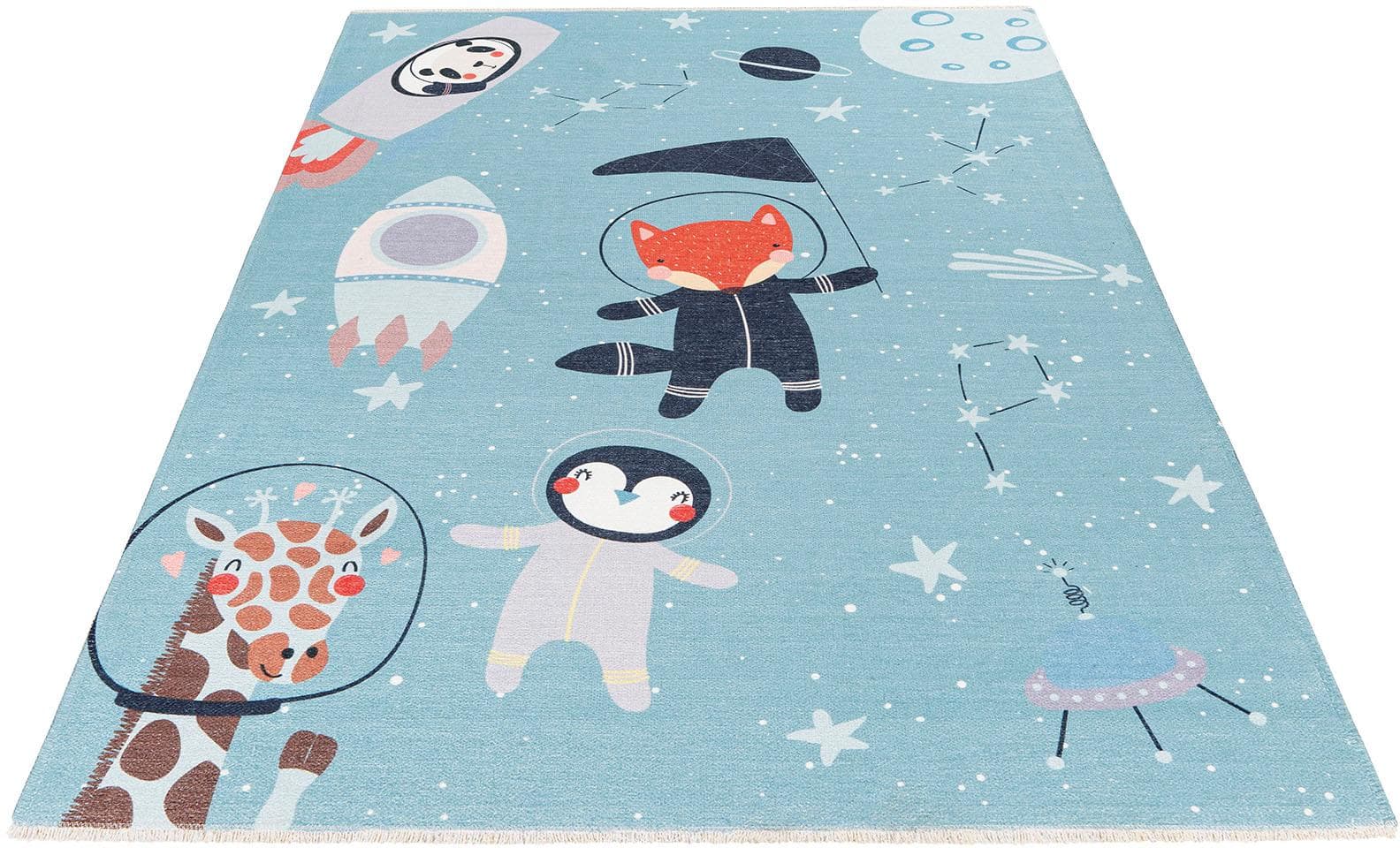 Obsession Kinderteppich My Greta 600 Hellblau Weltraum-Motiv