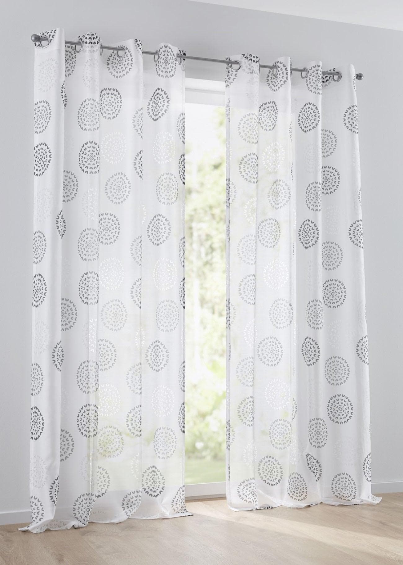 Gardine HEINE HOME Gr. 2 Anthrazit-Weiß 135x175 cm Viskose