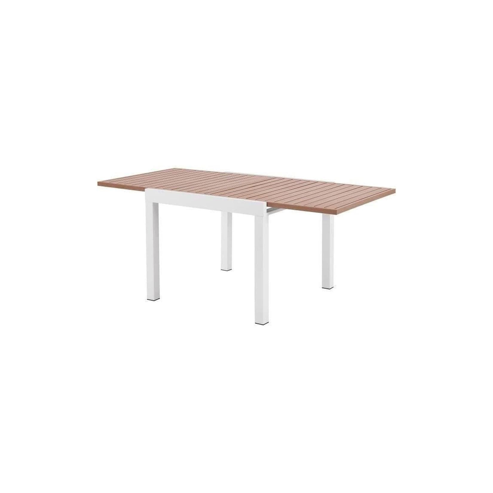 CALVI Ausziehbarer Gartentisch Holzoptik Aluminium 8 Personen