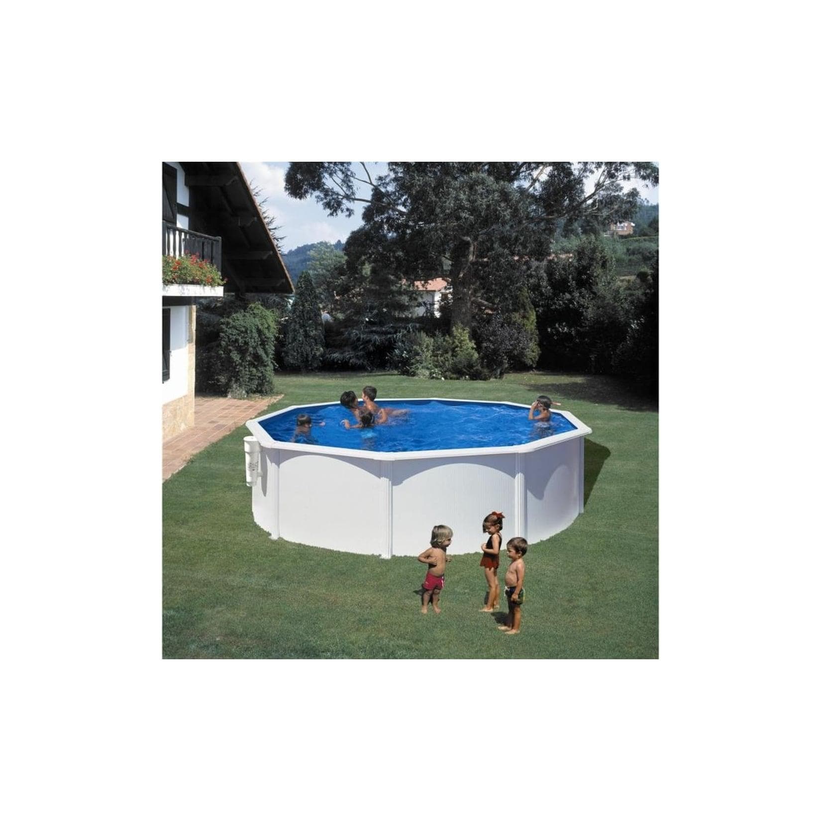 GRE Runder Stahlpool Ø 460 cm, Höhe 120 cm - Weiß