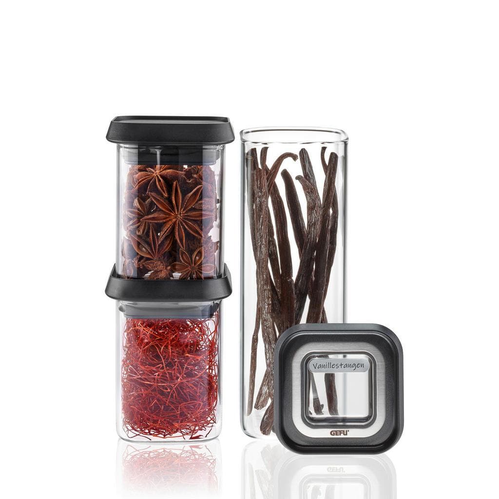 GEFU Vorratsdose PANTRY mini Silber Schwarz Lebensmittelaufbewahrungsbehälter