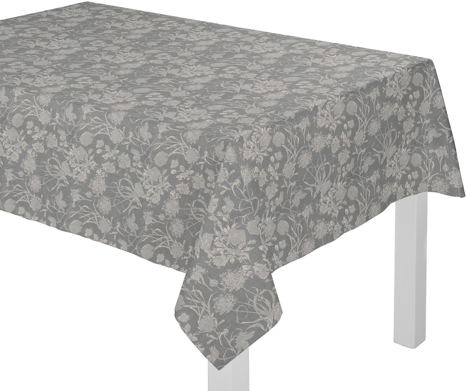 Tischdecke ADAM 'Flower Cuvée Light' Grau 145cm - Bio-Baumwolle