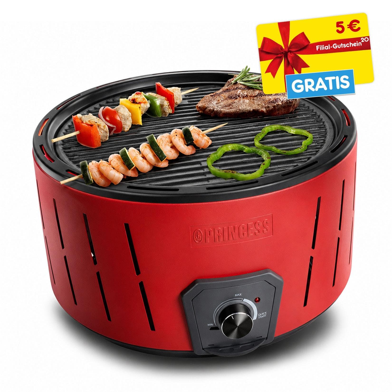 Princess Holzkohlegrill Albufeira mit Schnellstart-Funktion