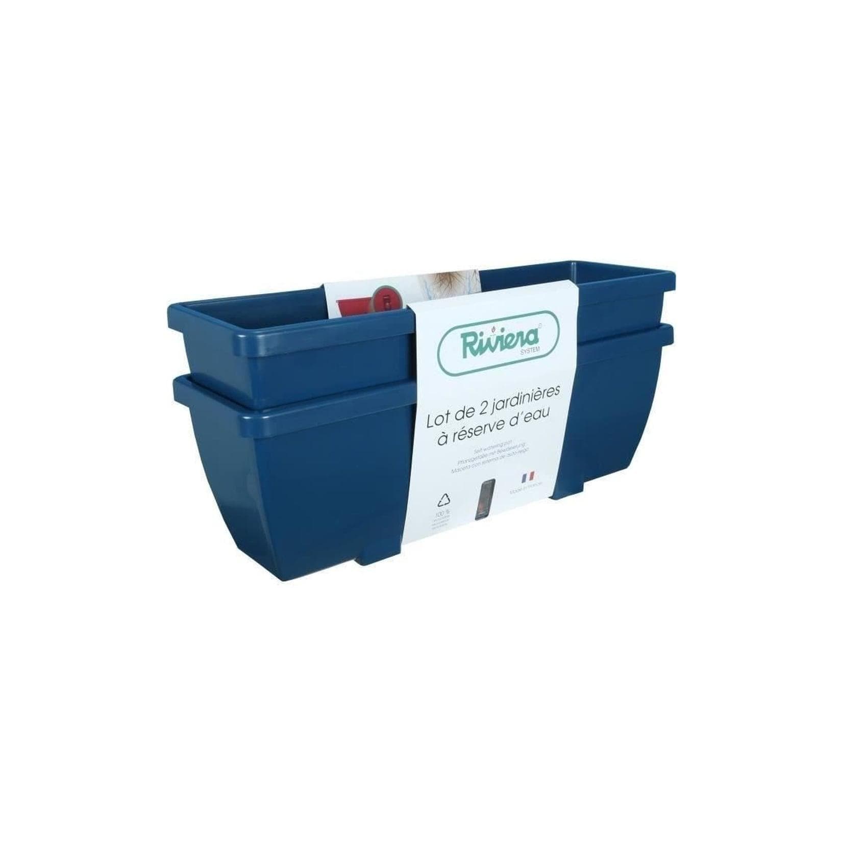 RIVIERA EVA Blumenkasten 2er-Set Blau Kunststoff