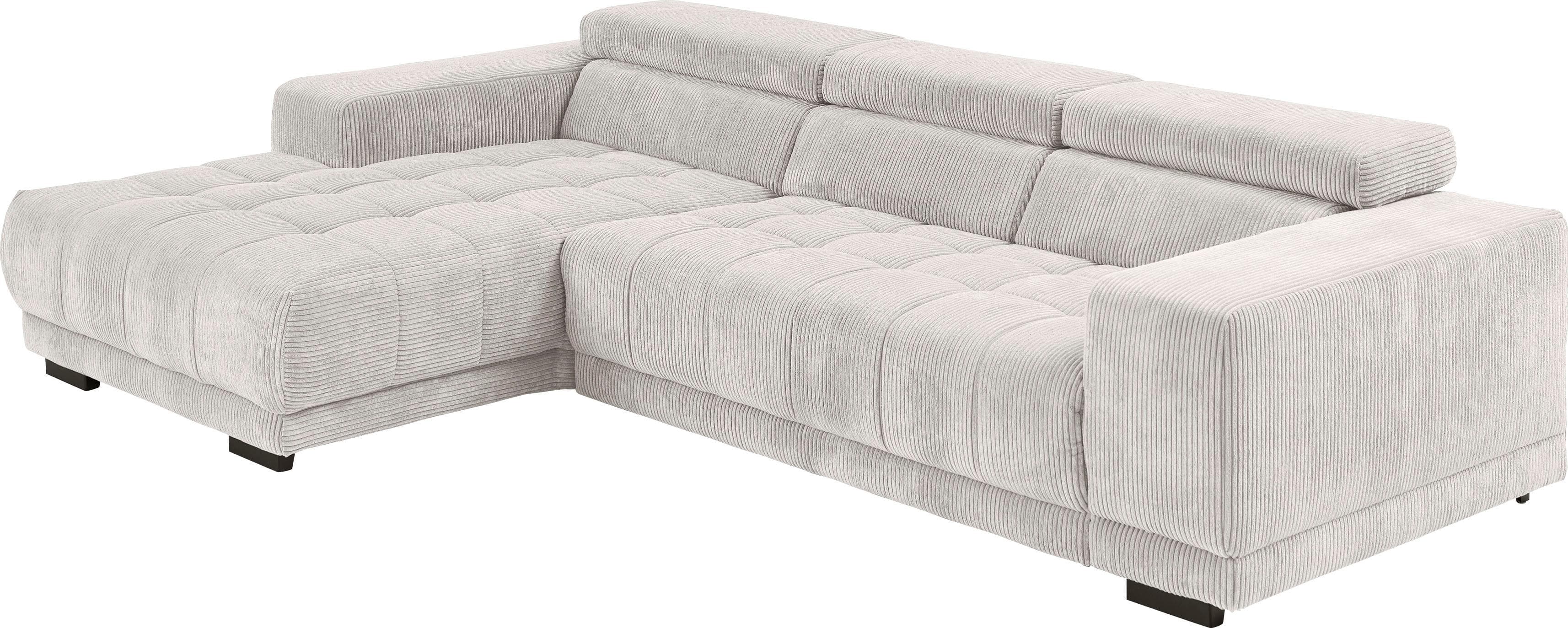 Ecksofa DIE PLANBAR L-Form Ecru mit Kopfteilverstellung