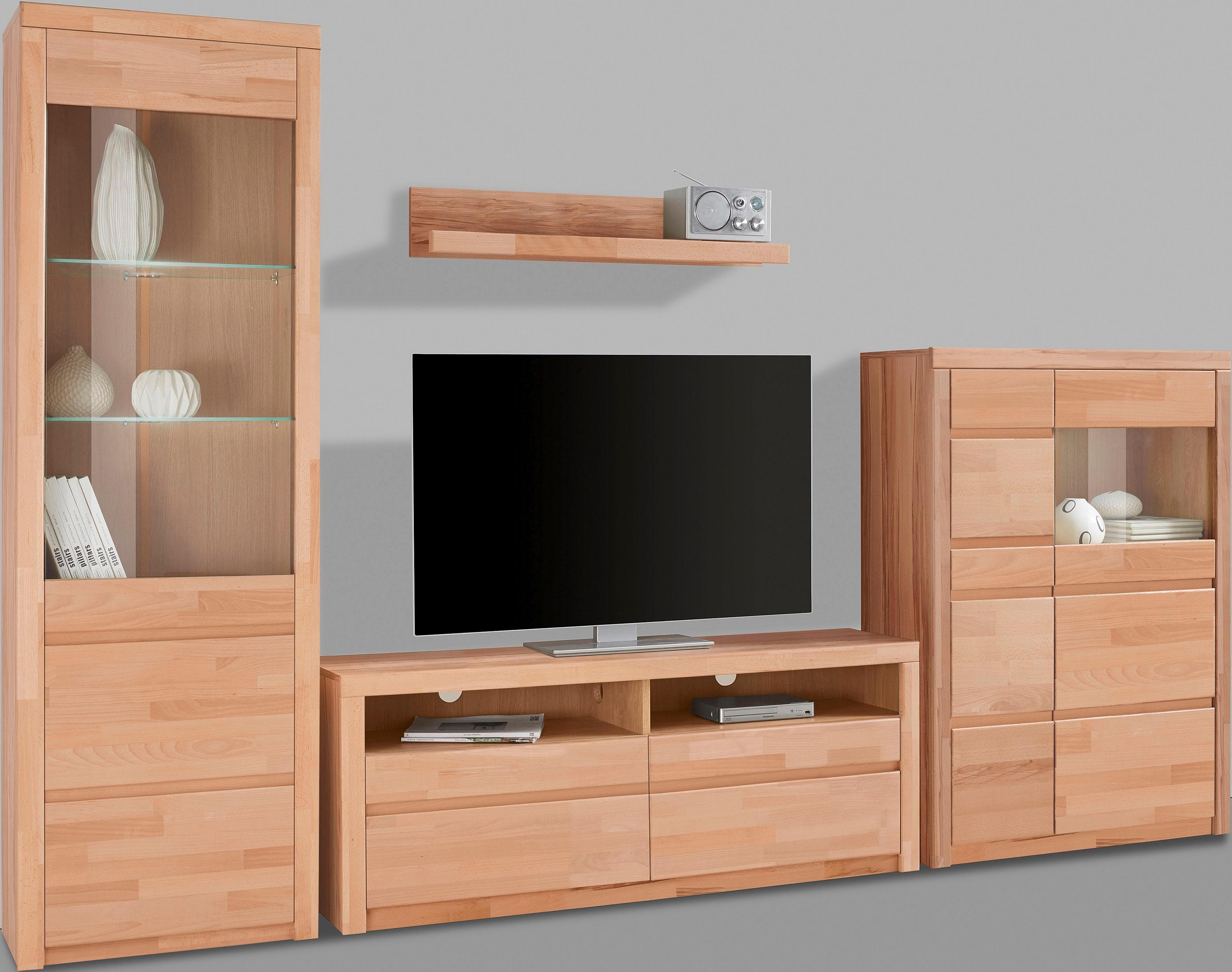 Home Affaire Wohnwand Silkeborg Beige Kernbuche Teilmassiv