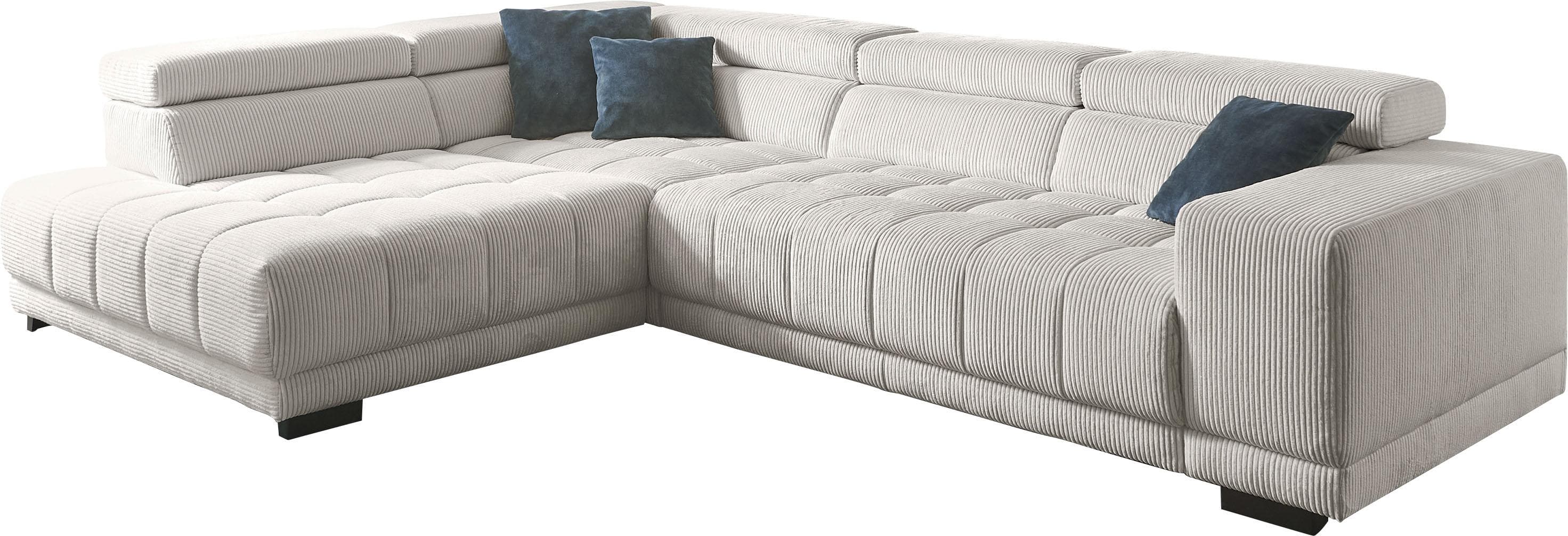 DIE PLANBAR Ecksofa L-Form Ecru mit Kopfteilverstellung