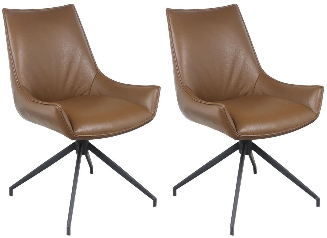 HOME AFFAIRE Firenze Drehstuhl 2er Set Leder Braun Schwarz