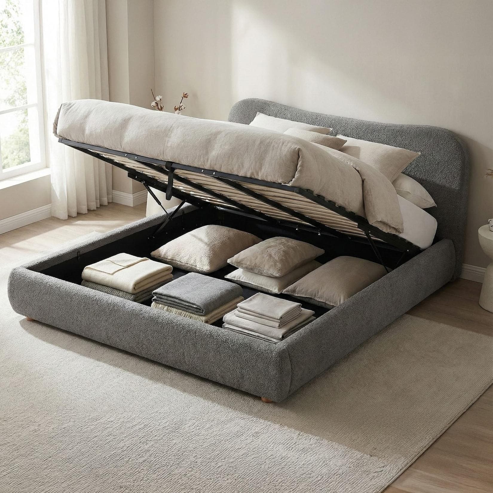 CLP Metallbett Maido mit Lift-Mechanismus und Stauraum dunkelgrau