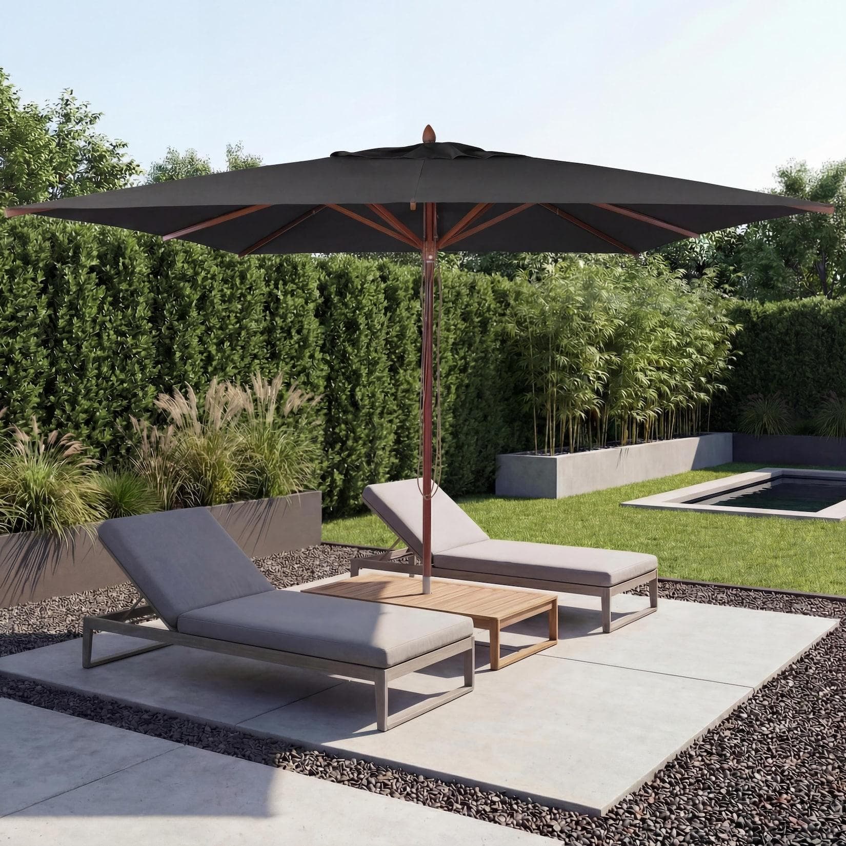 MCW Gastronomie Holz-Sonnenschirm 3x3m Anthrazit