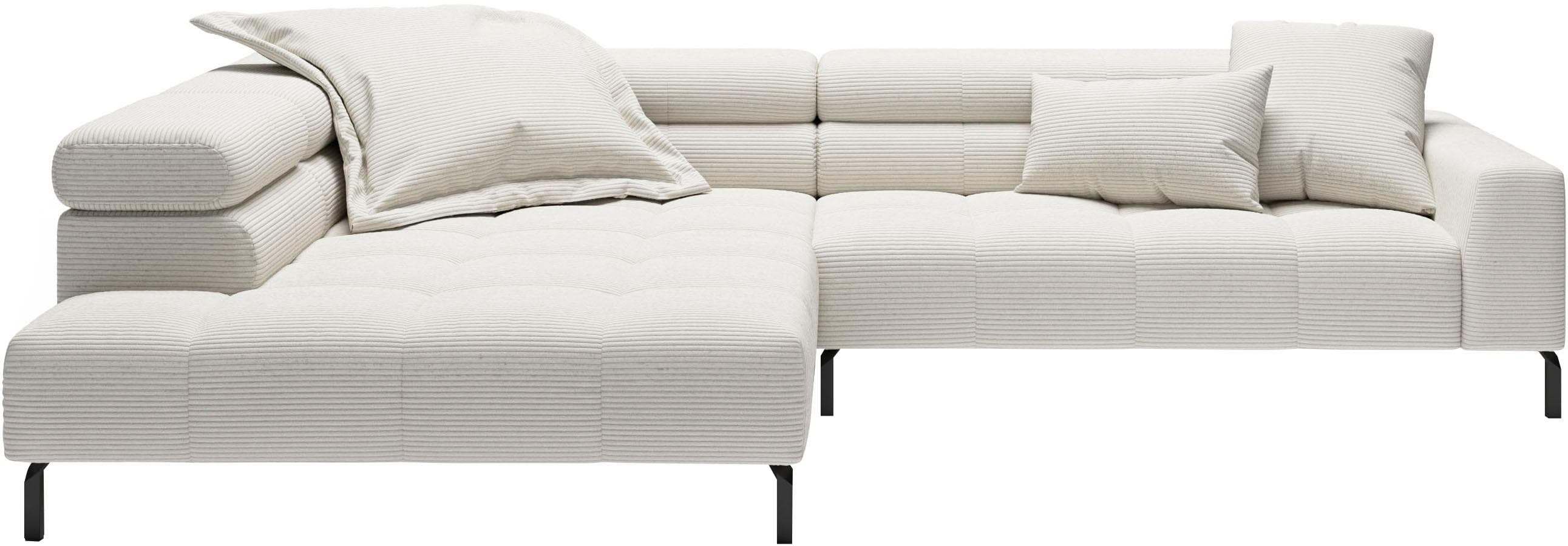 HOME AFFAIRE Ecksofa Claya L-Form Weiß Elektrisch Verstellbar