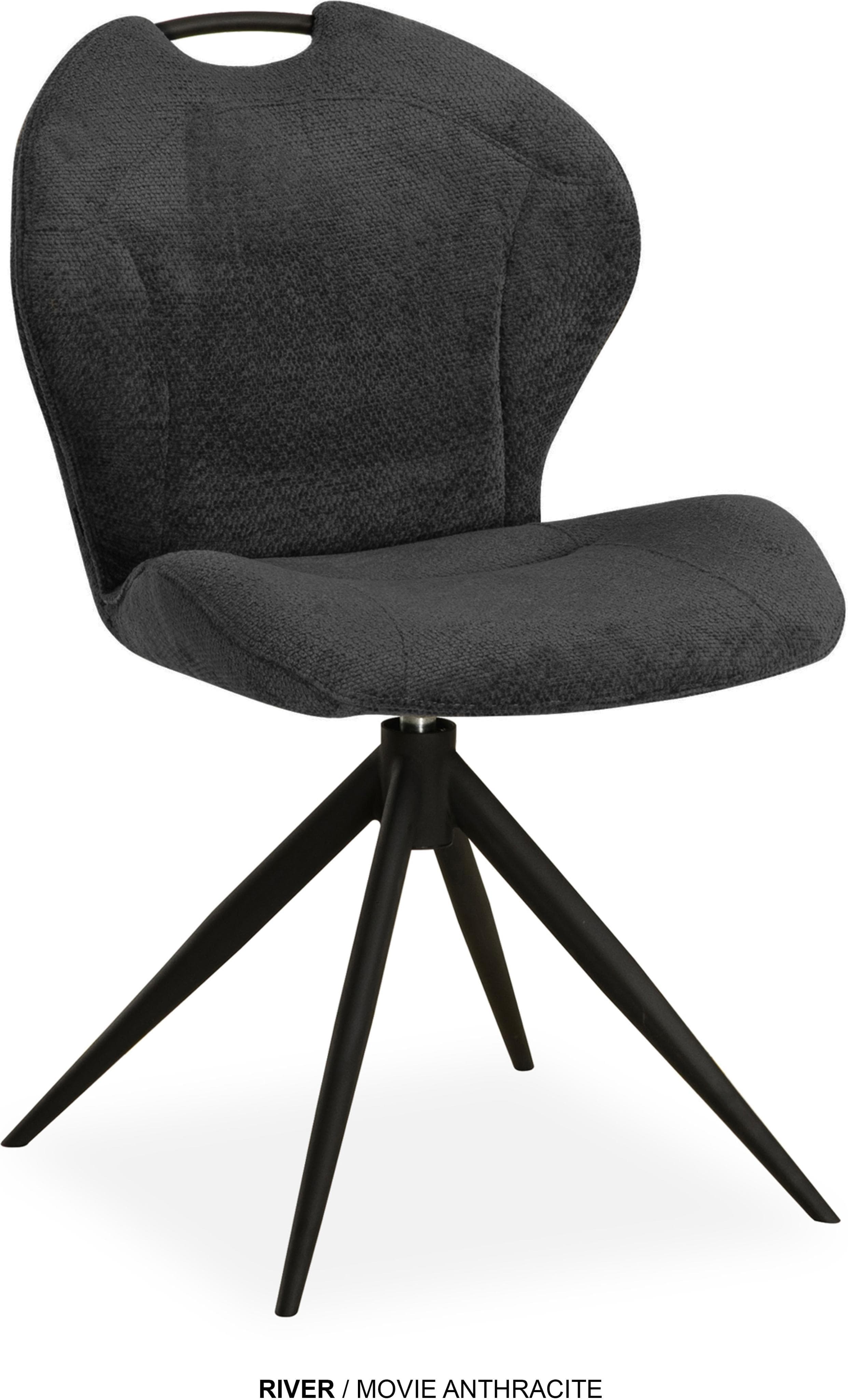 Esszimmerstuhl OMG DESIGN River Anthrazit Schwarz Drehstuhl mit Auto-Return