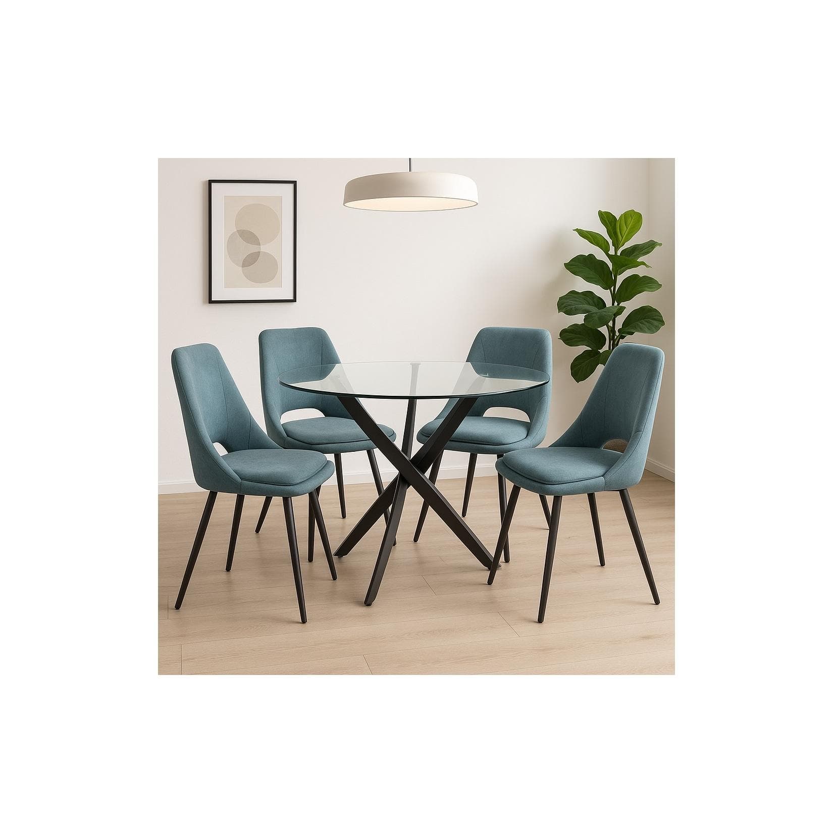 möbel direkt online Esstischgruppe 5-tlg. Glas & Polsterstühle