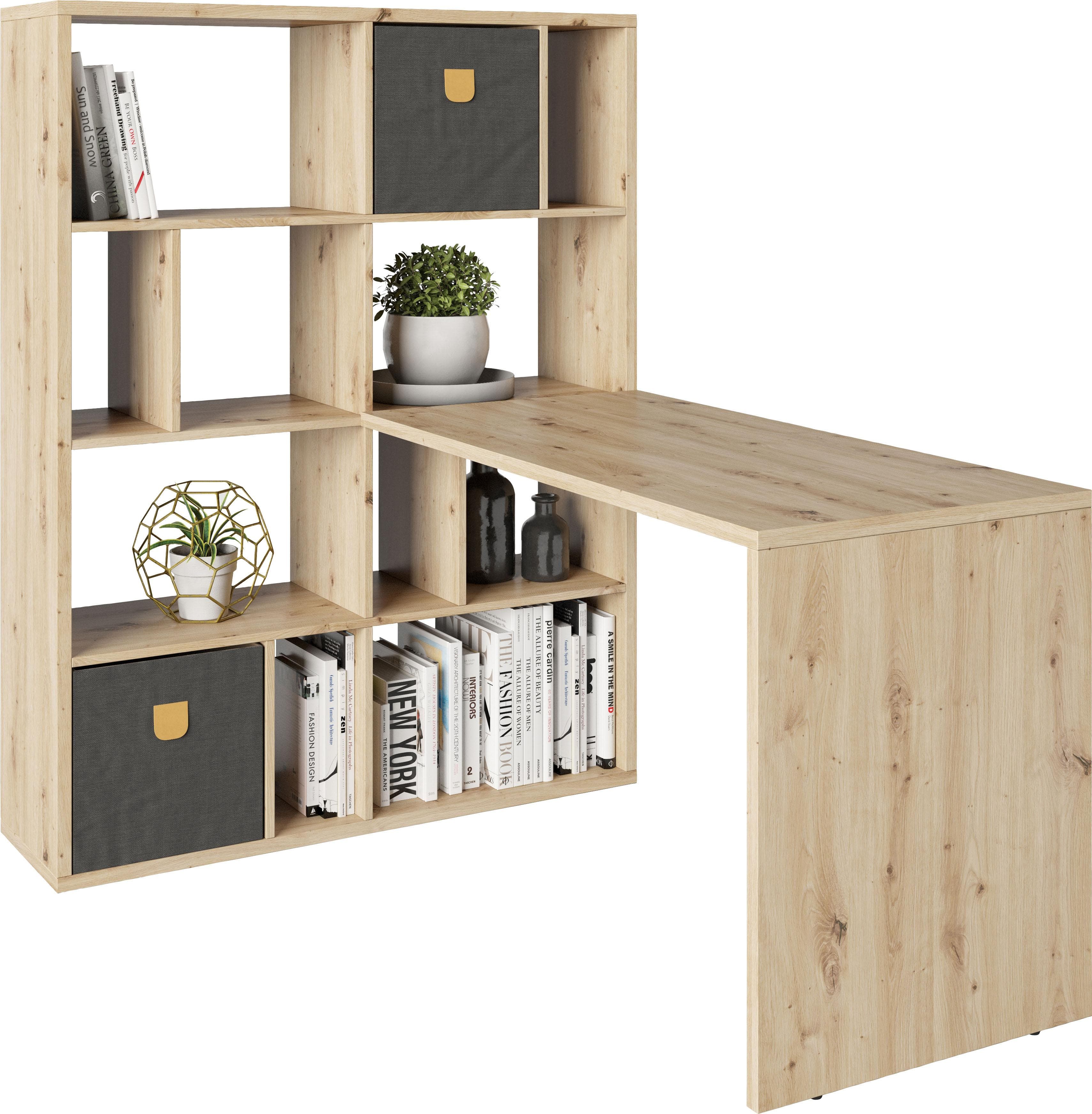 MY HOME Bücherregal Felicia Braun Artisan Eiche Holzwerkstoff