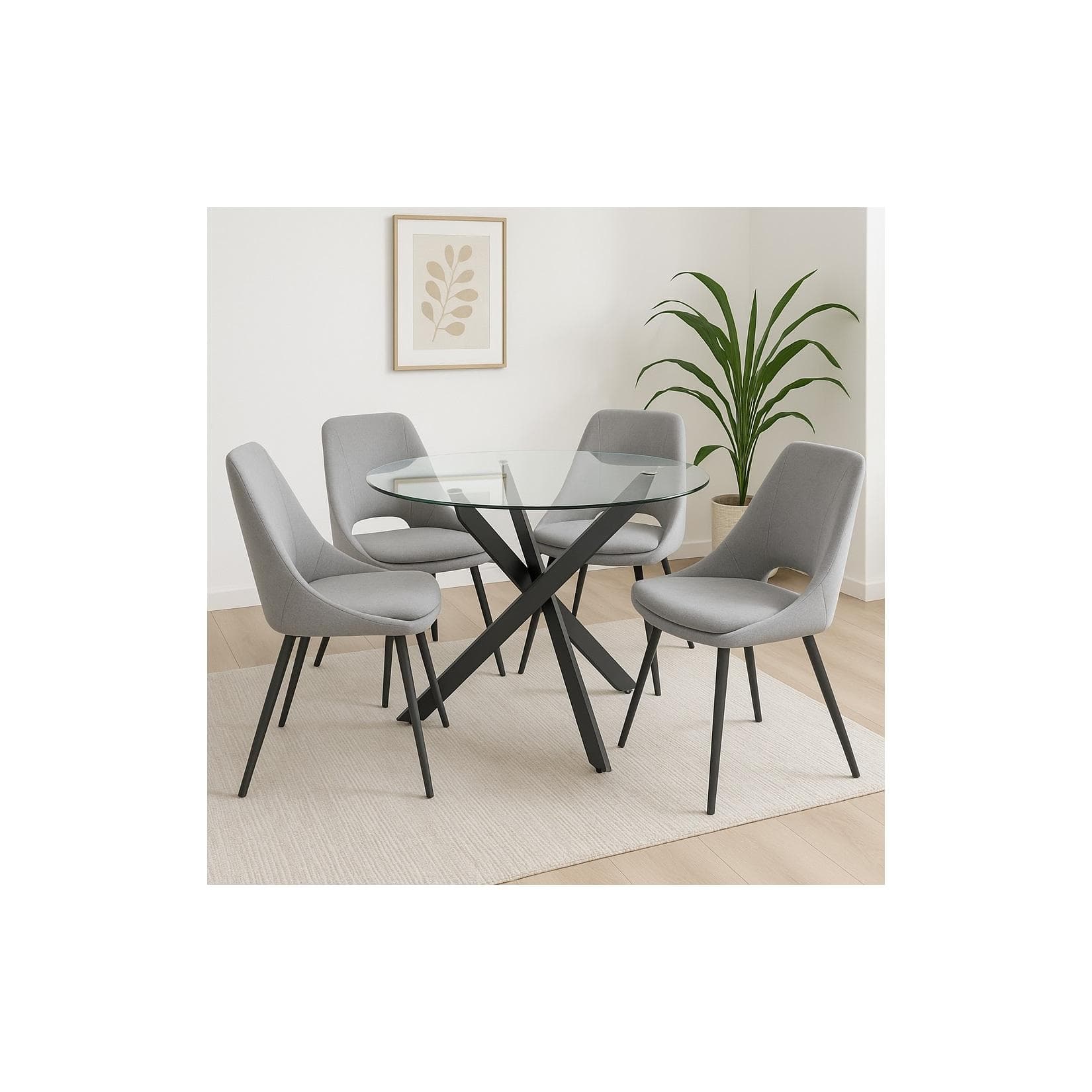 möbel direkt online Esstisch-Set 5-tlg. Glas Tisch mit 4 Polsterstühlen