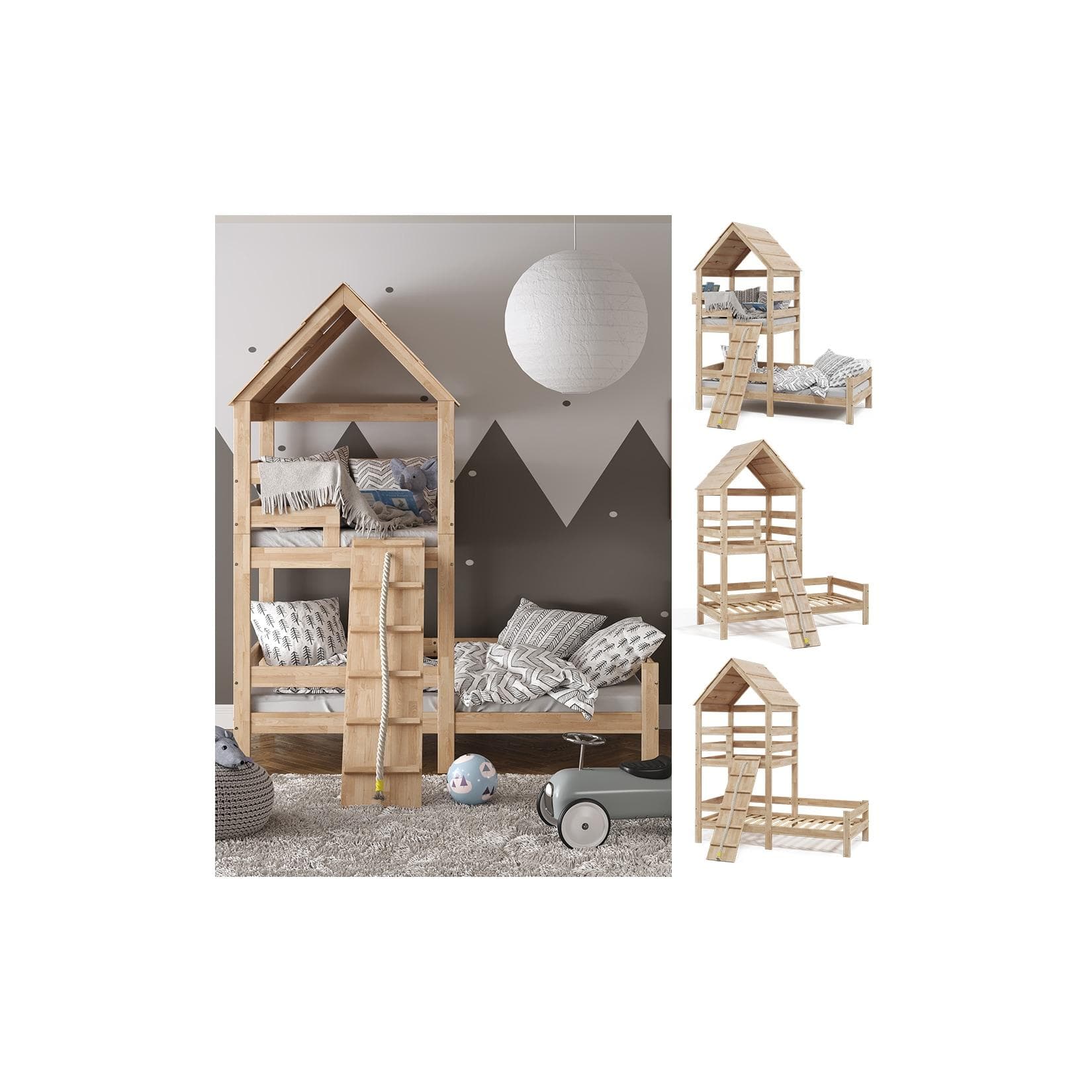 VitaliSpa Hausbett Teddy 90x200cm Naturholz