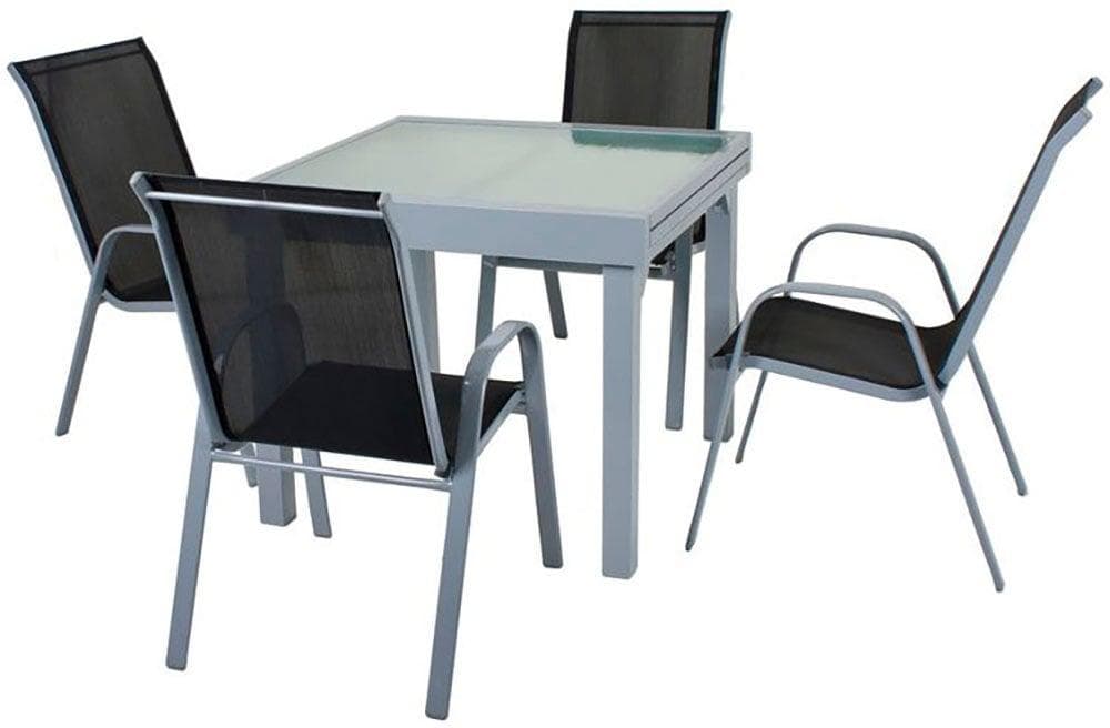 Garden Pleasure Lola Garten-Essgruppe grau/schwarz 5-teilig
