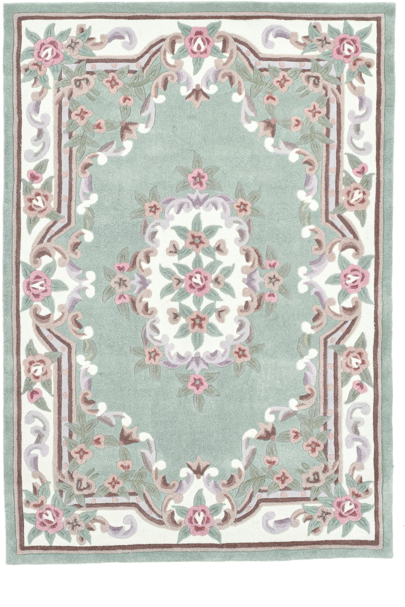Teppich THEKO Ming Grün Floral Aubusson Design