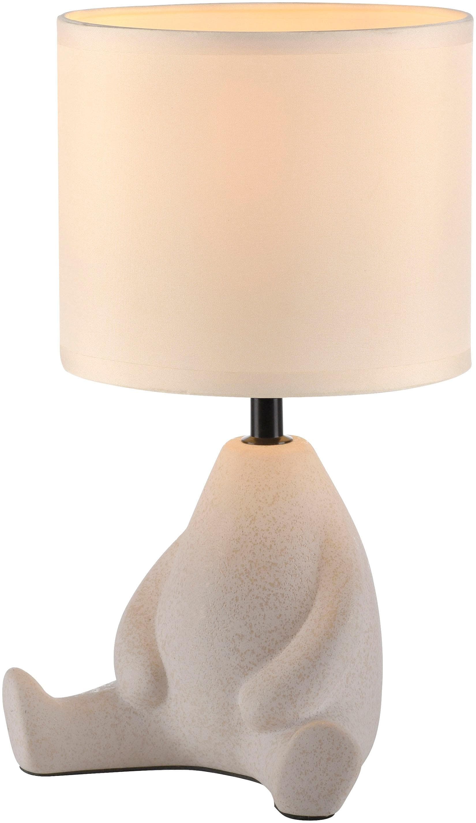 JUST LIGHT Tischleuchte TED Beige Keramik Textil