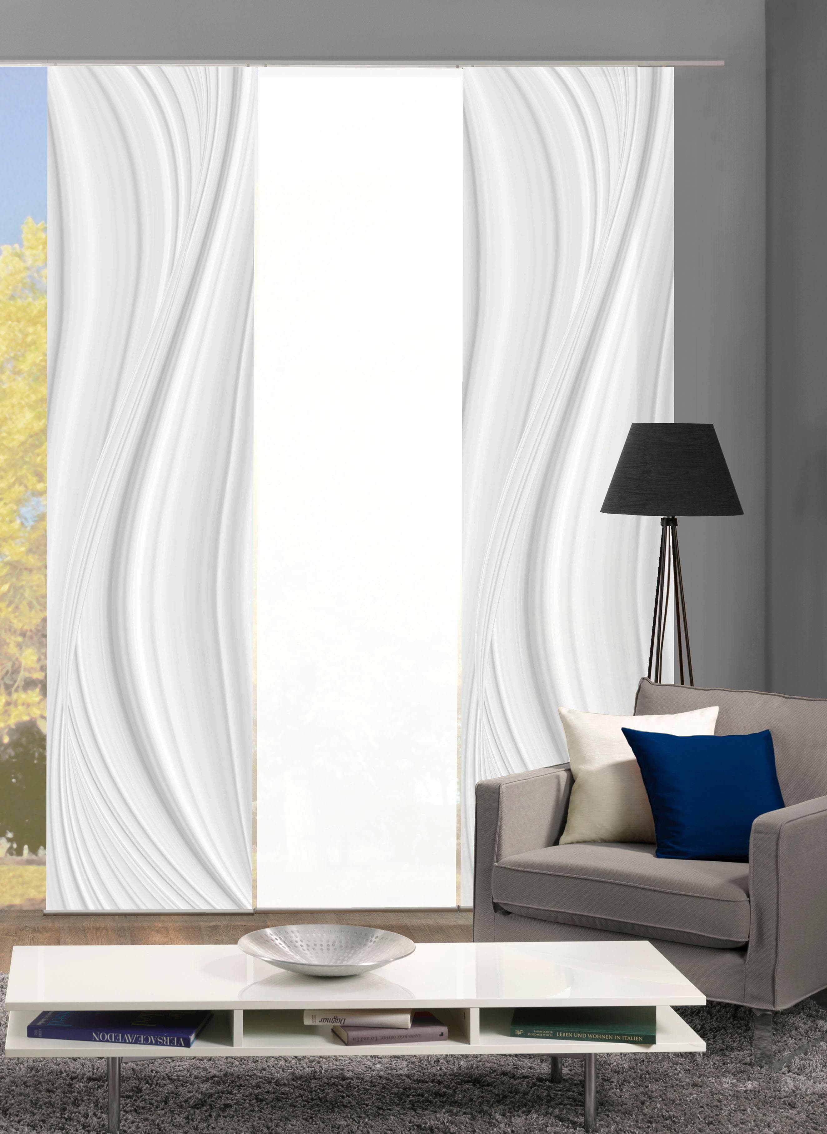 Home Wohnideen Schiebegardine LAURINA 3er Set Grau Seidenoptik