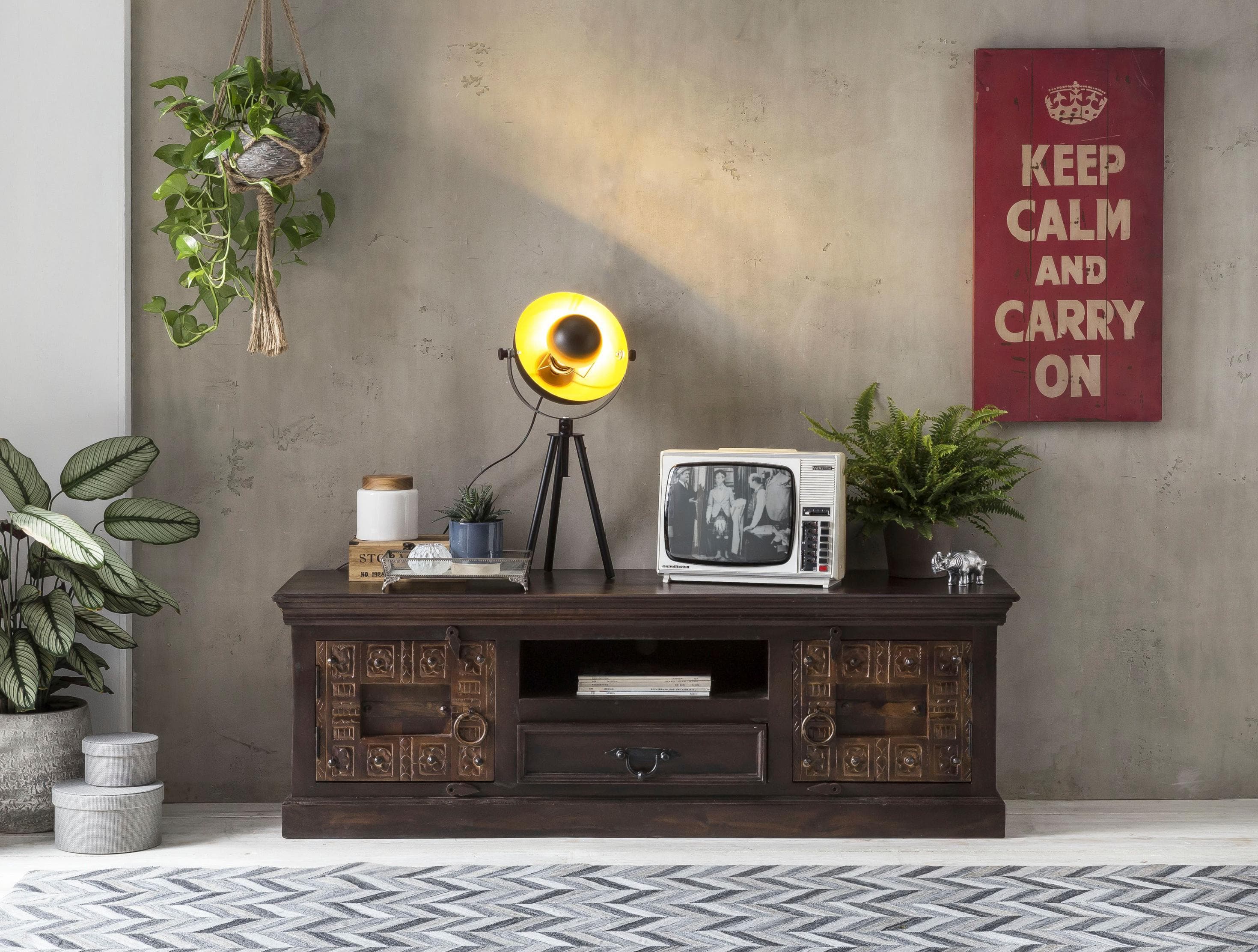 SIT Lowboard aus recyceltem Altholz dunkelbraun Massivholz Sideboard