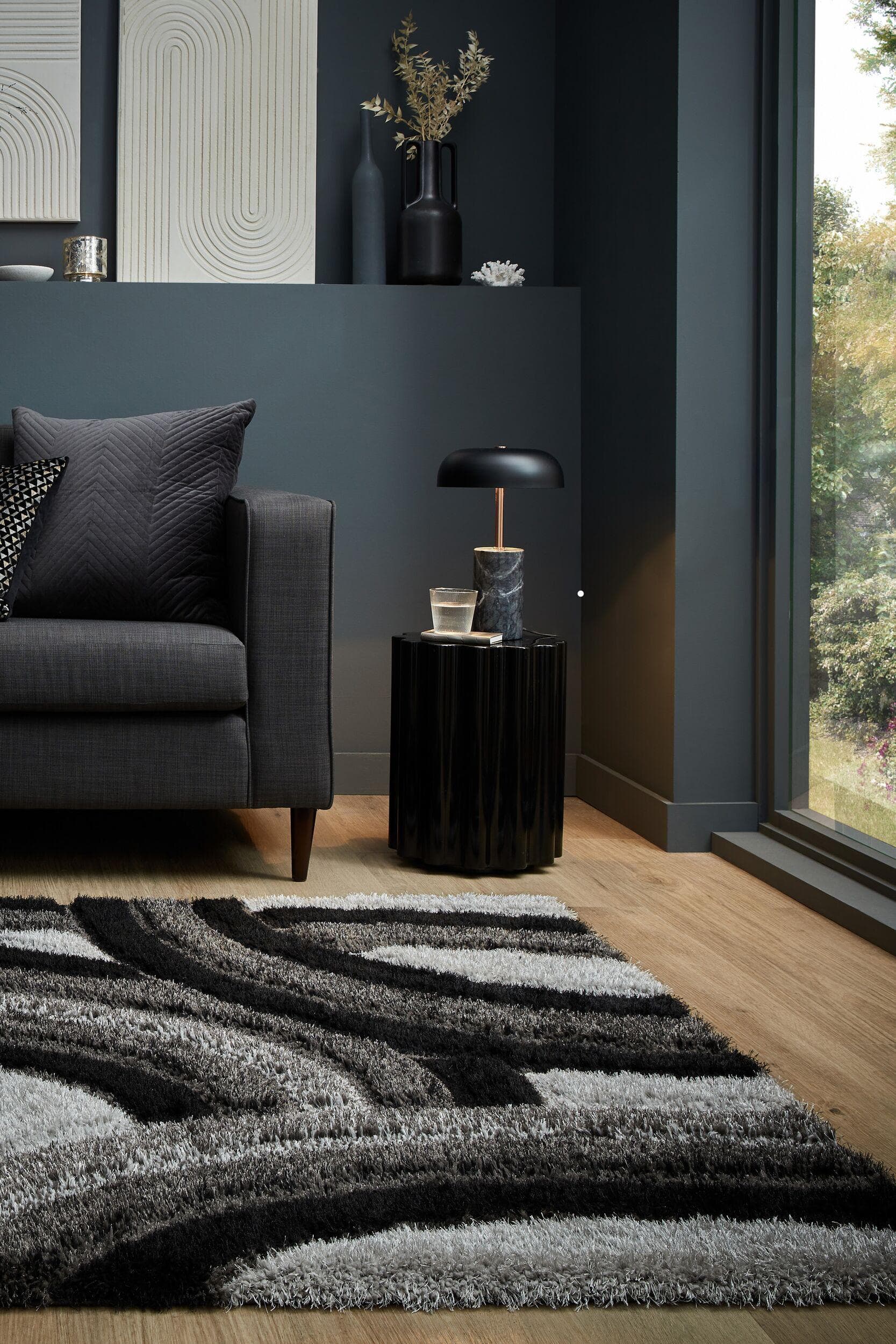 Hochflor-Teppich FLAIR RUGS "Velvet Shaggy" Grau Kunstfaser