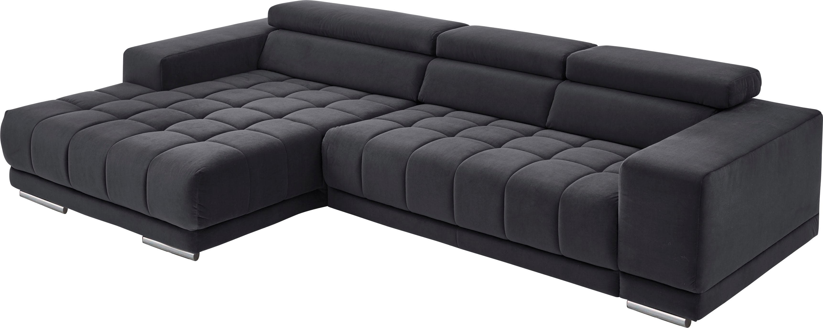 Ecksofa DIE PLANBAR L-Form Anthrazit mit Kopfteilverstellung