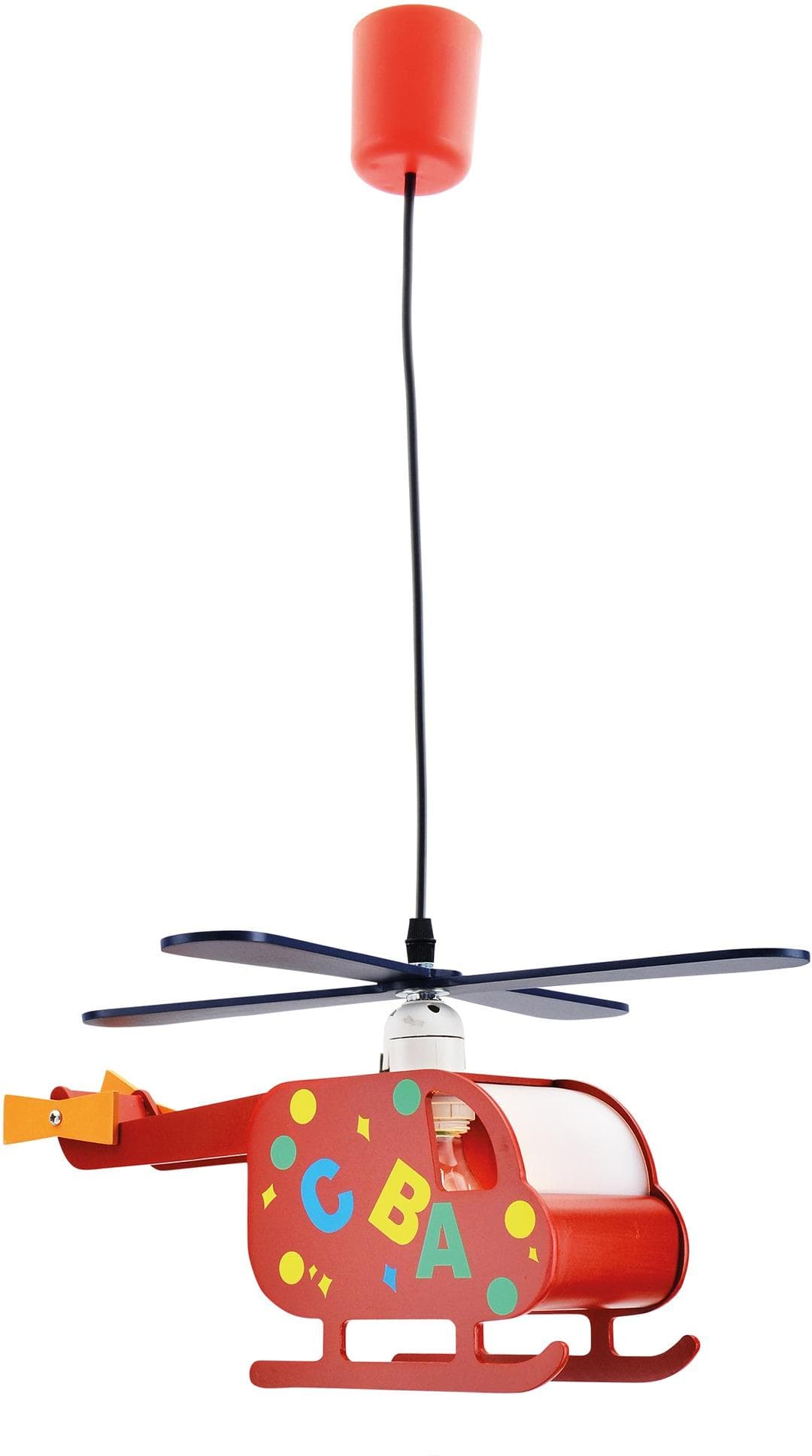 NÄVE Pendelleuchte Hubert Hubschrauber Kinderzimmer Holz Rot Blau
