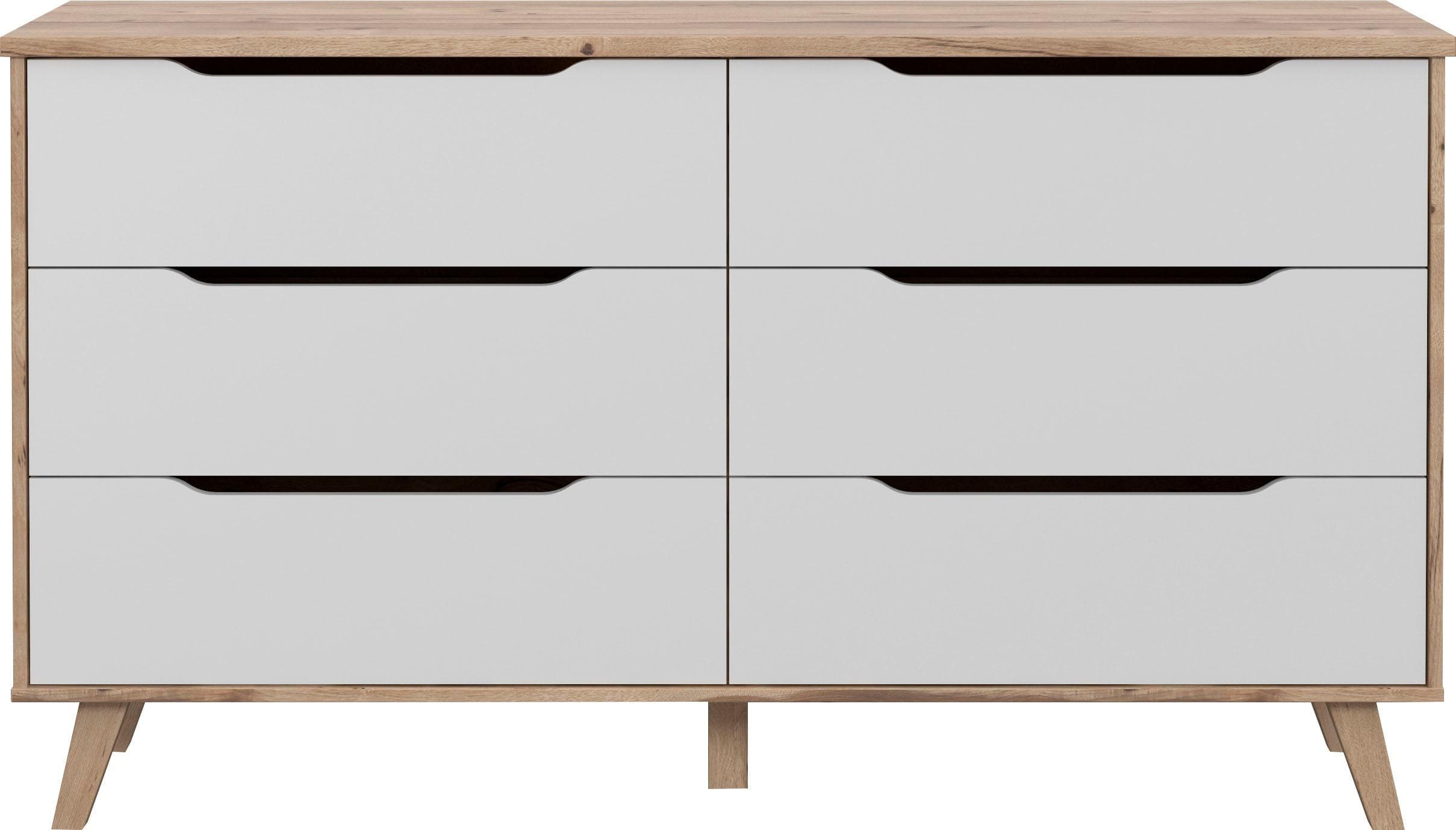 FORTE Vankka Schubkastenkommode Weiß Braun 6 Schubladen Modern