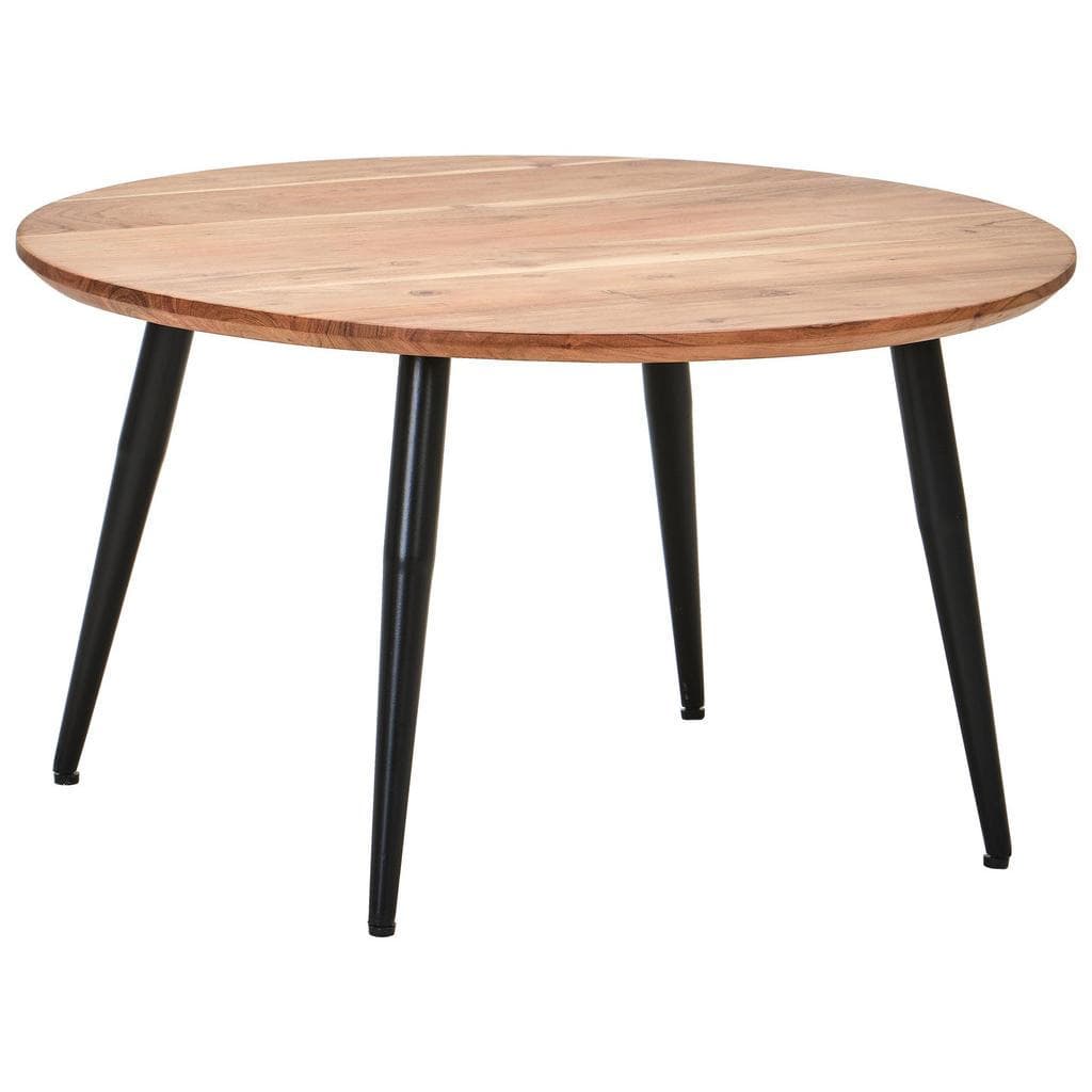Livetastic Couchtisch Schwarz Akazie Metall Rund