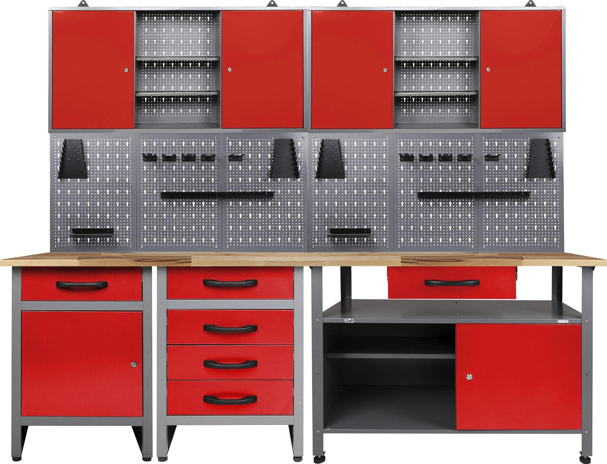 ONDIS24 Werkstatt-Set mit Werkbank, Lochwand & Hängeschrank