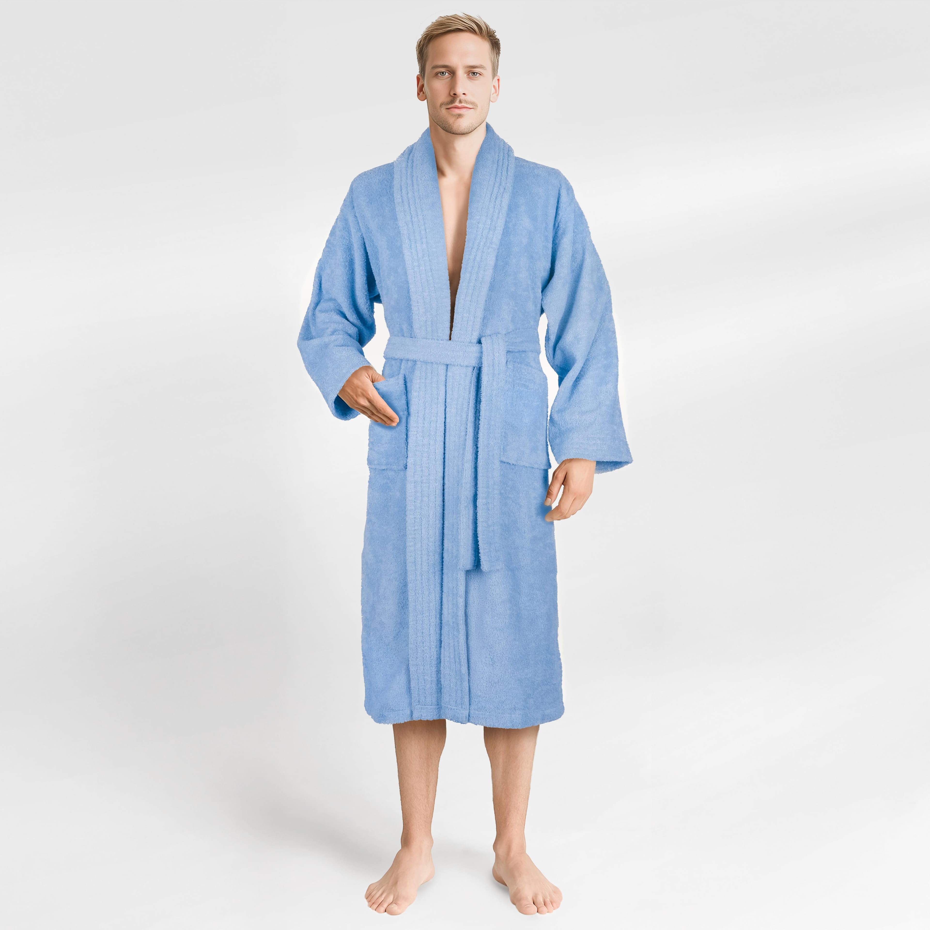 Herrenbademantel HAMMETTEX 100% Baumwolle Frottee hellblau Gr. XL