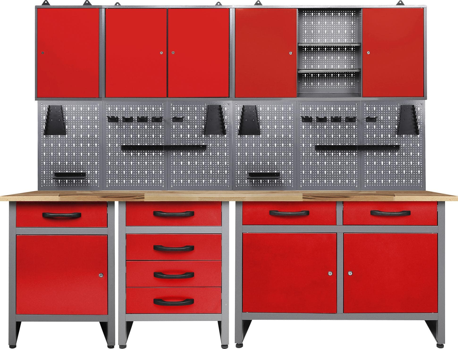 ONDIS24 Werkstatt-Set Bastler Rot Grau Metall