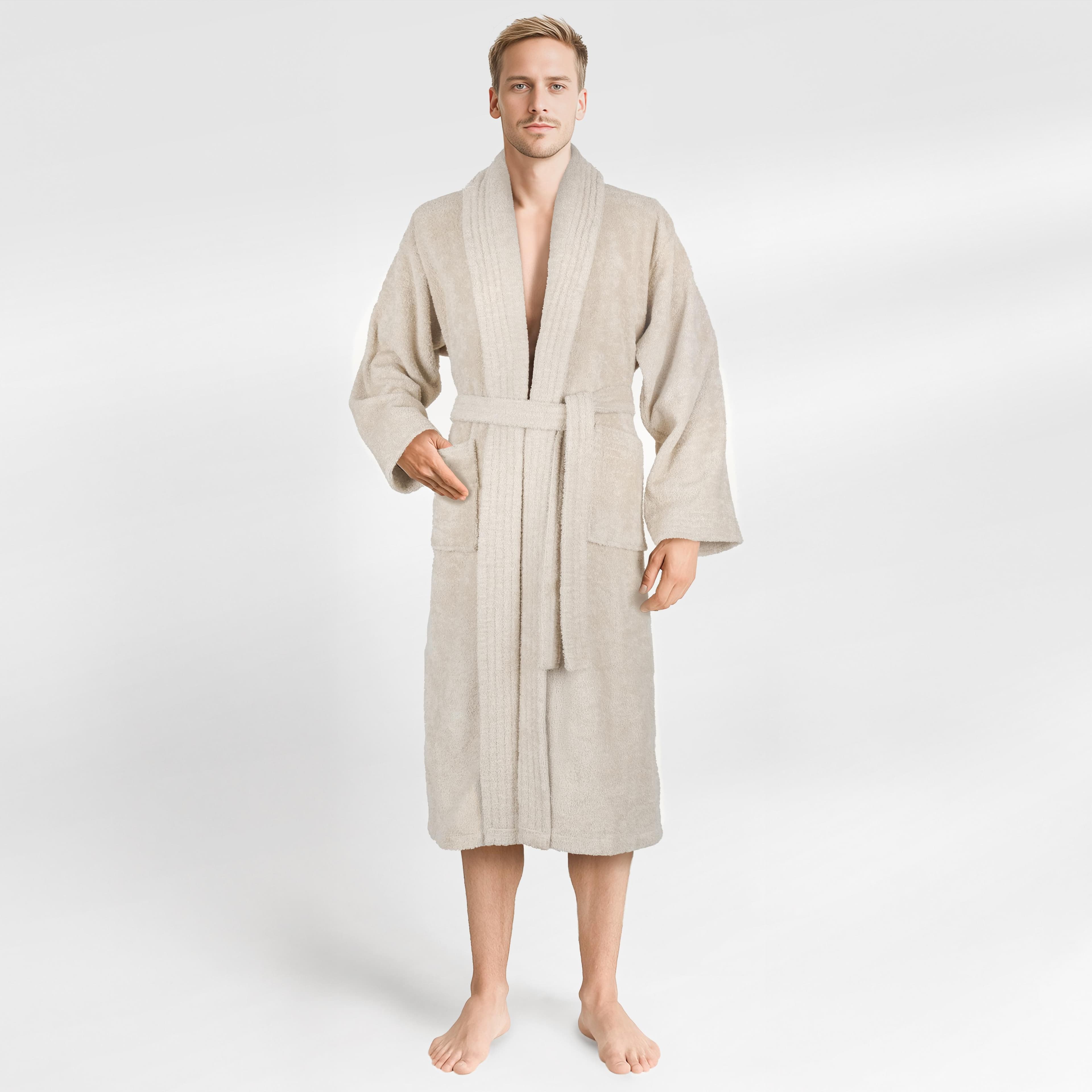 Herrenbademantel HAMMETEX 100% Baumwolle beige S