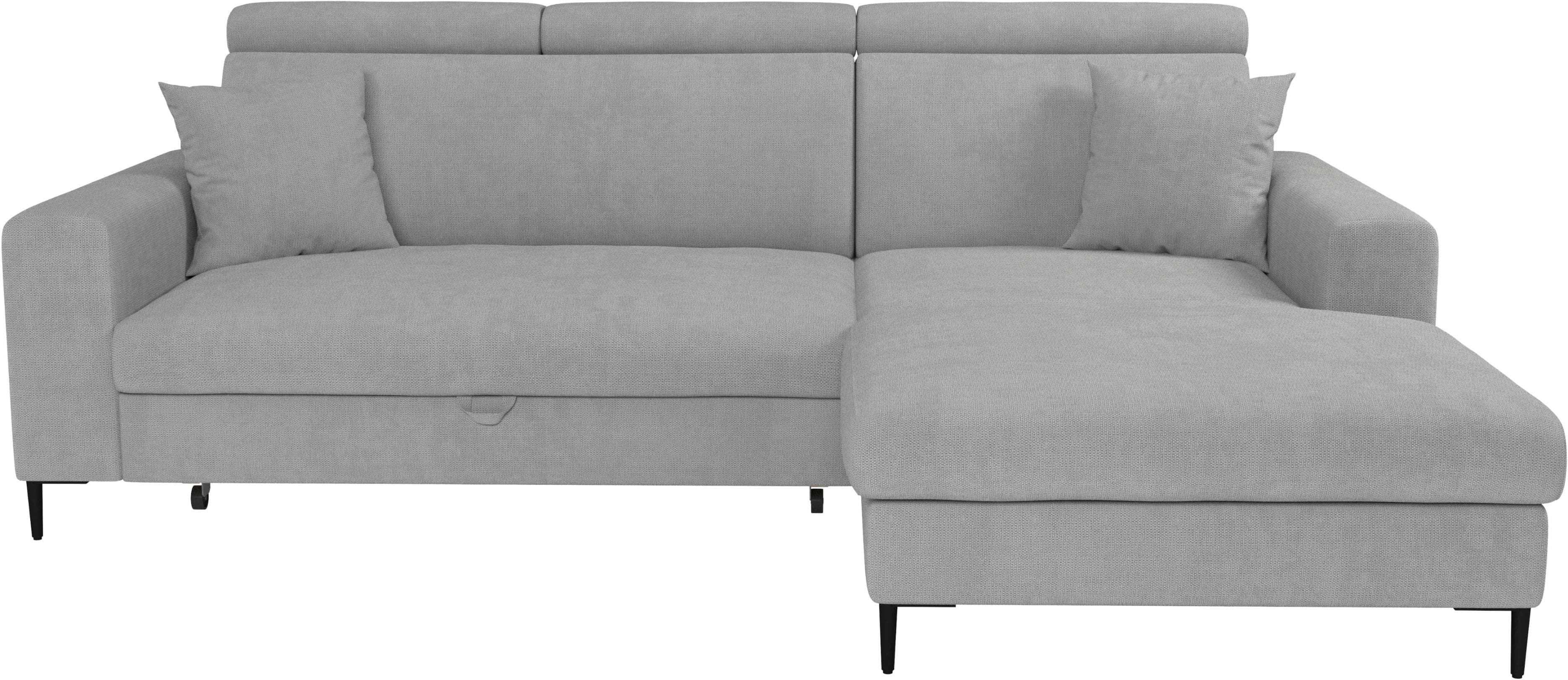 TRENDS BY HG Ecksofa Nizza mit Schlaffunktion und Bettkasten hellgrau