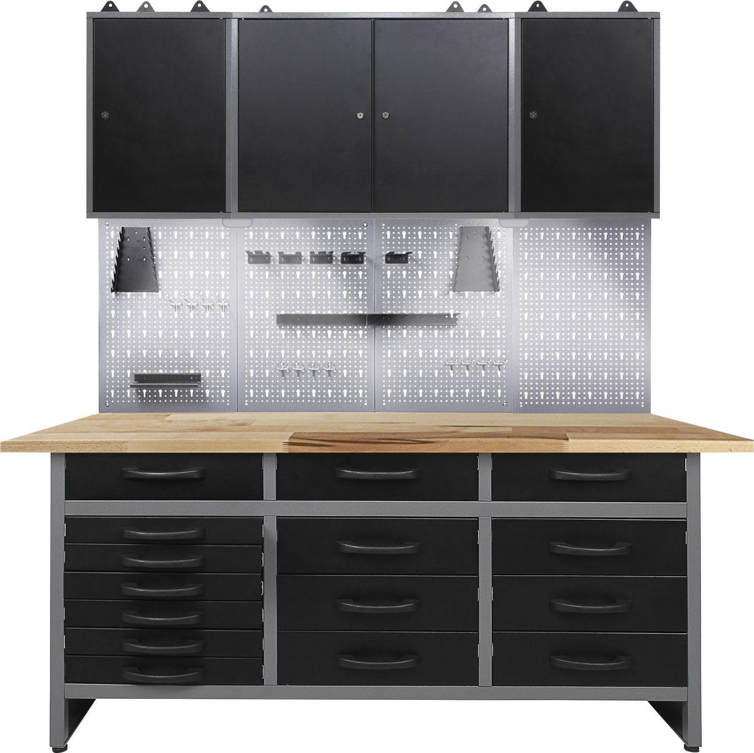 ONDIS24 Werkstatt-Set Schwarz/Anthrazit mit LED-Beleuchtung