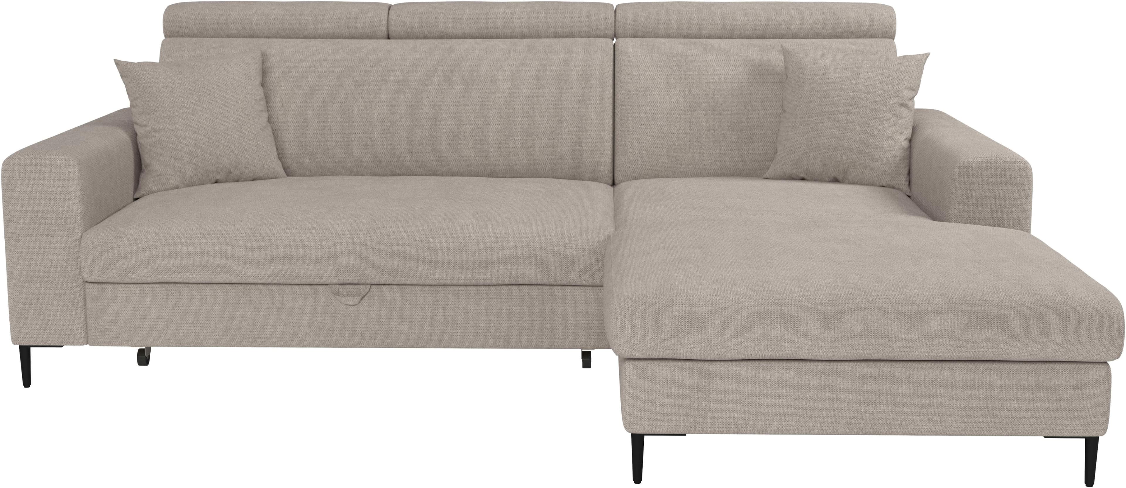 TRENDS BY HG Ecksofa Nizza mit Schlaffunktion und Bettkasten Grau