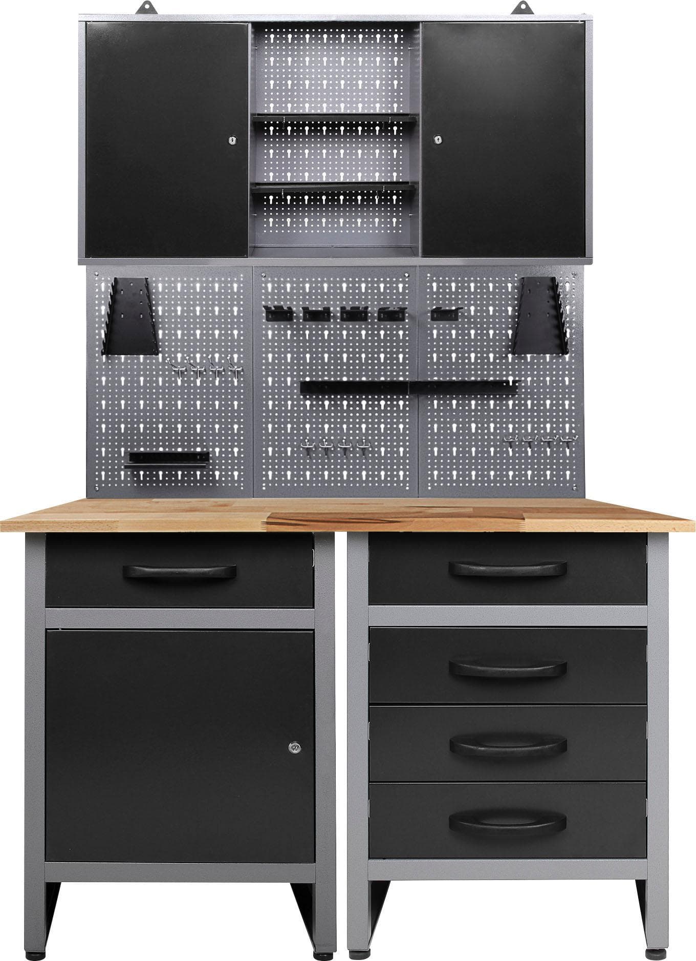 ONDIS24 Werkstatt-Set mit Werkbank, Lochwand & Hängeschrank