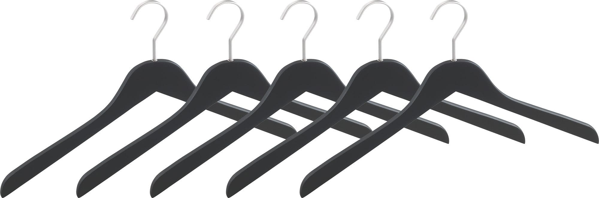 WENKO Kleiderbügel Modell Paris Set 5 Stk. Schwarz Massivholz