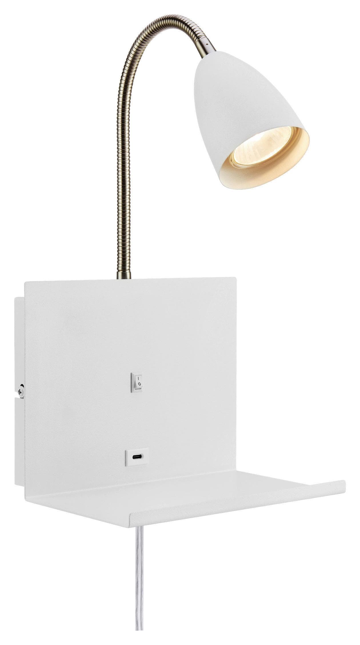 Markslöjd Wandleuchte Cuarto Weiß 30 cm USB-Port Ablage