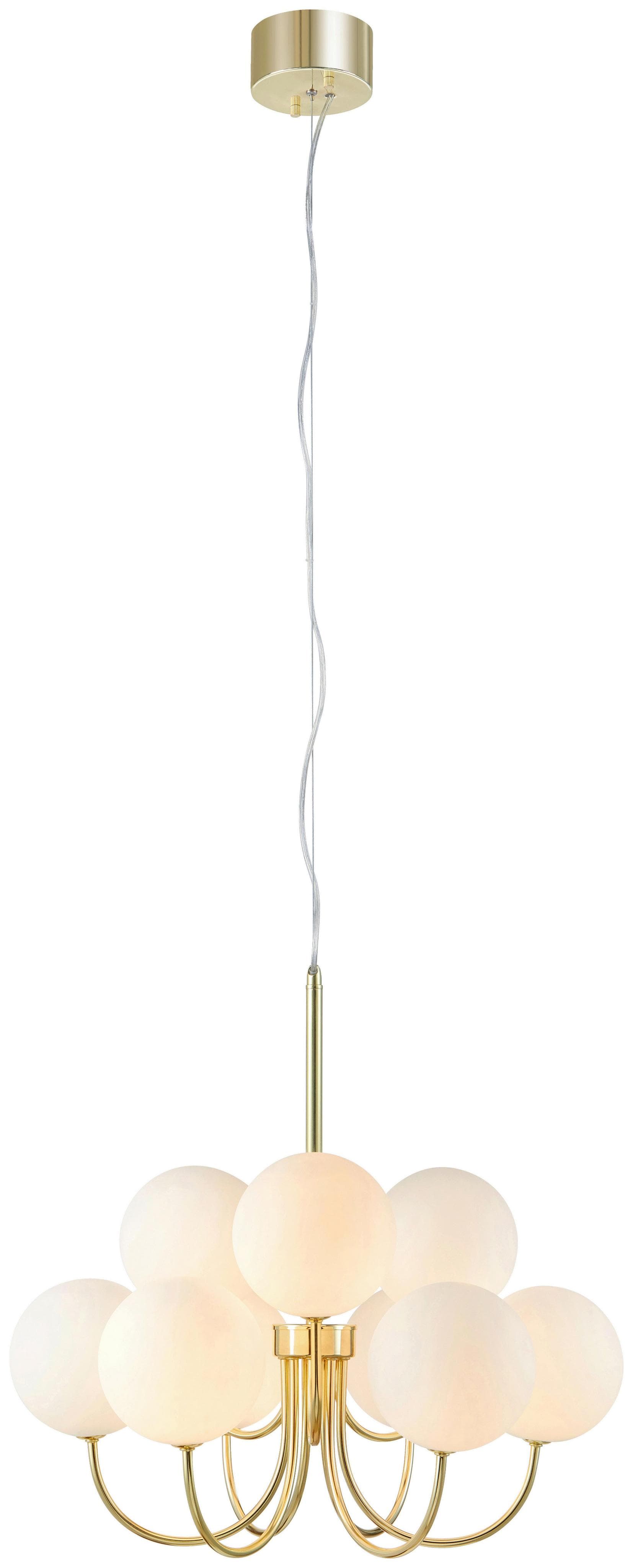 Hängeleuchte Bianco 9-flammig Gold/Weiß Glas G9