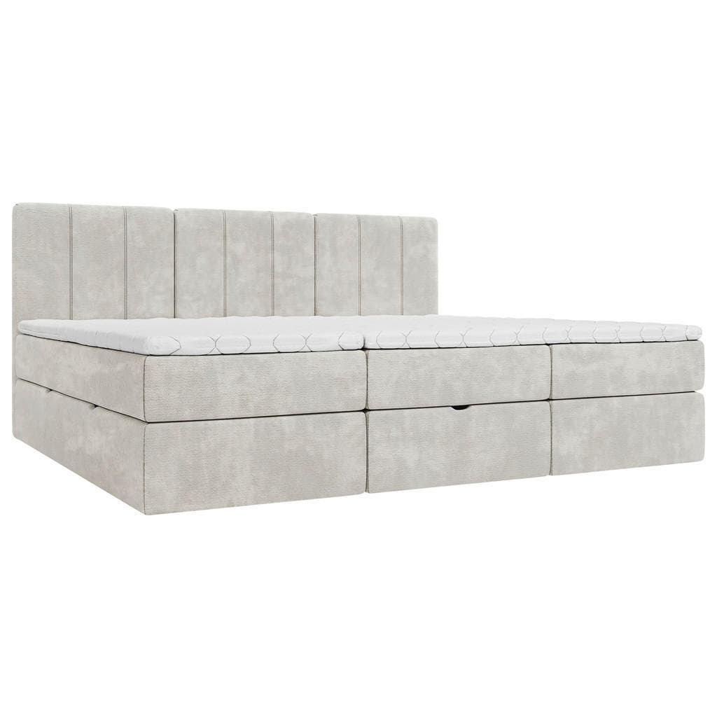 Esposa Familienbett Beige Chenille mit Bettkasten und Matratze