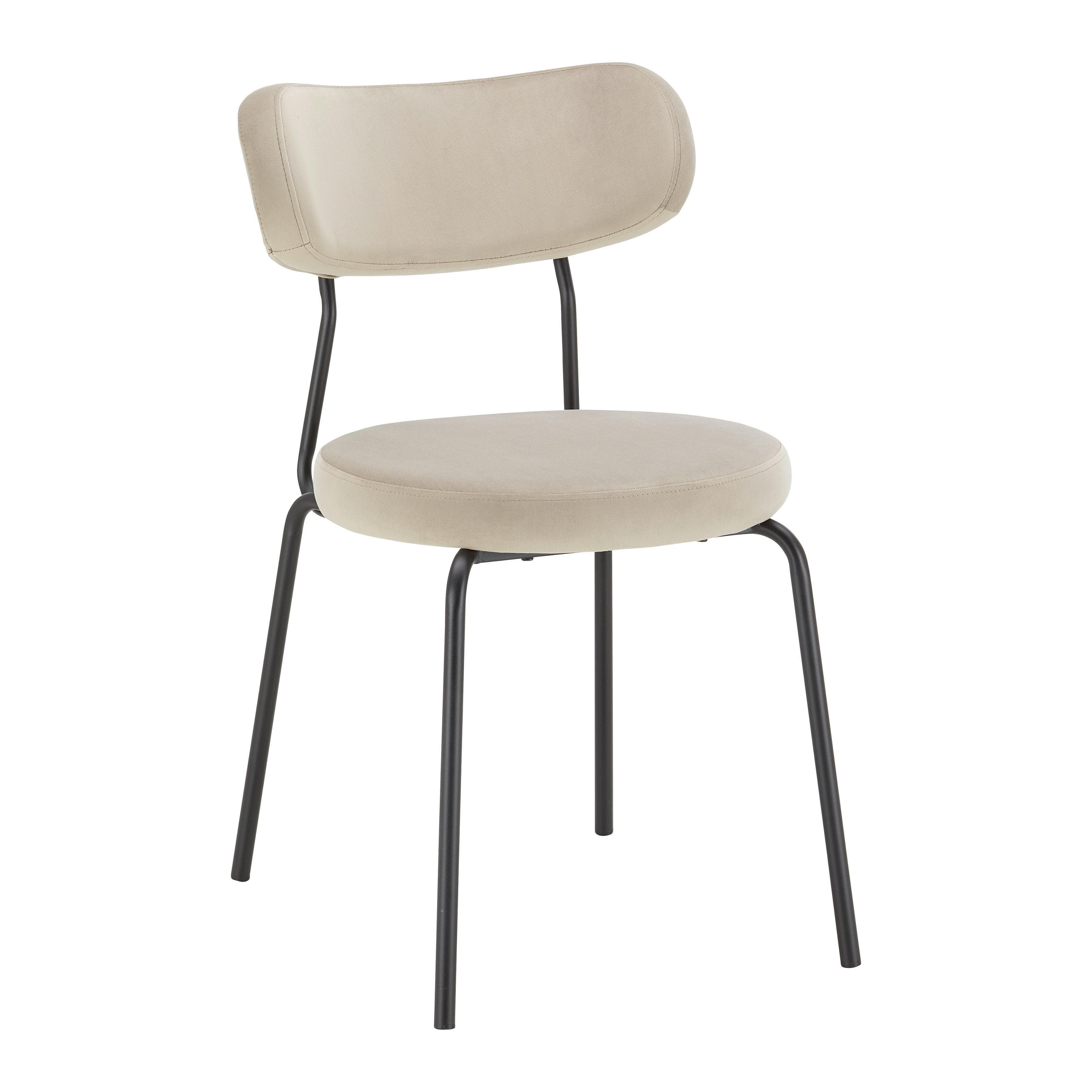 Lea Samtstuhl Beige Gepolstert Elegante Stuhlvorhänge