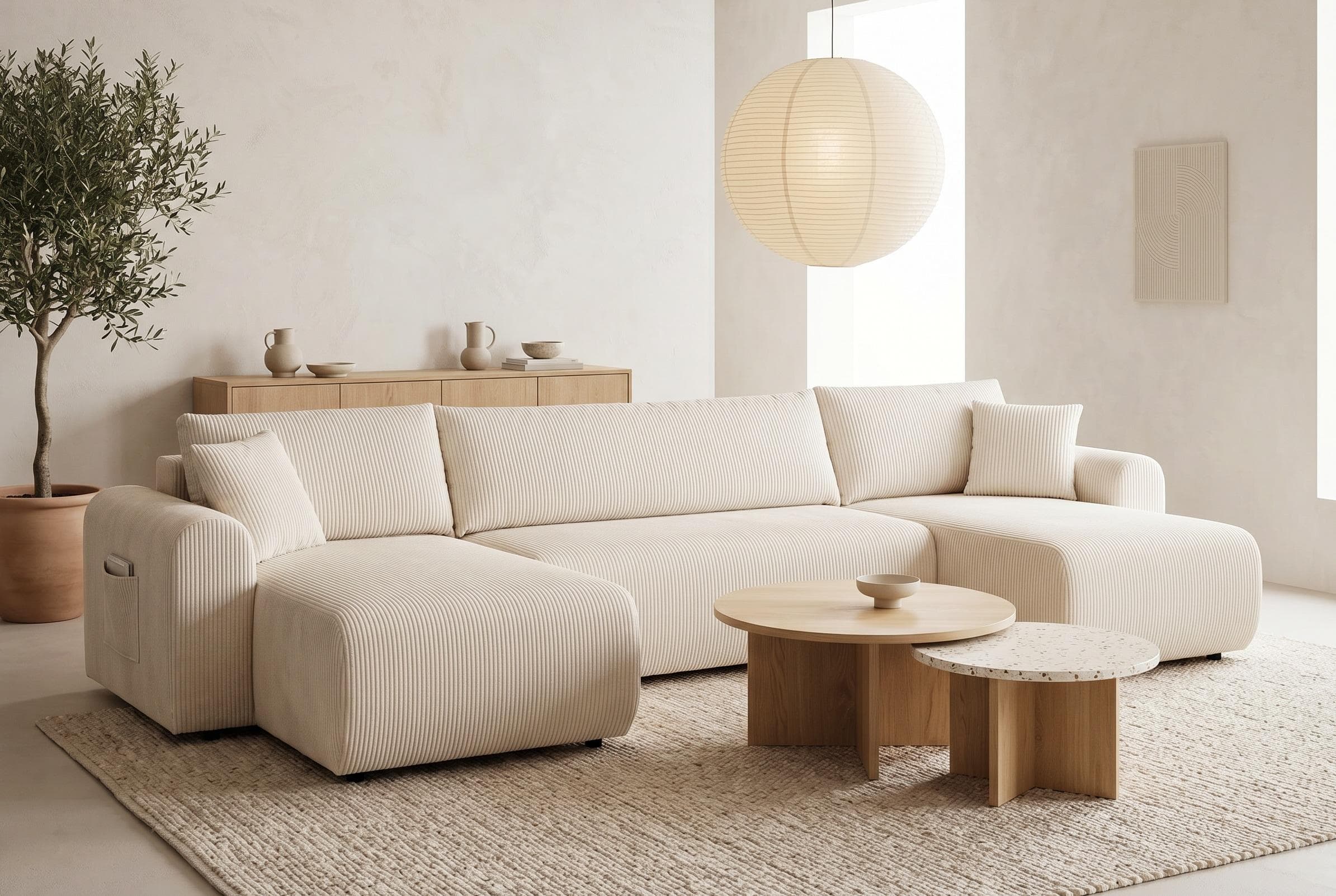 OTTO HOME Wohnlandschaft JONAA 311 cm U-Form Schlafsofa Boxspringfederung Cord