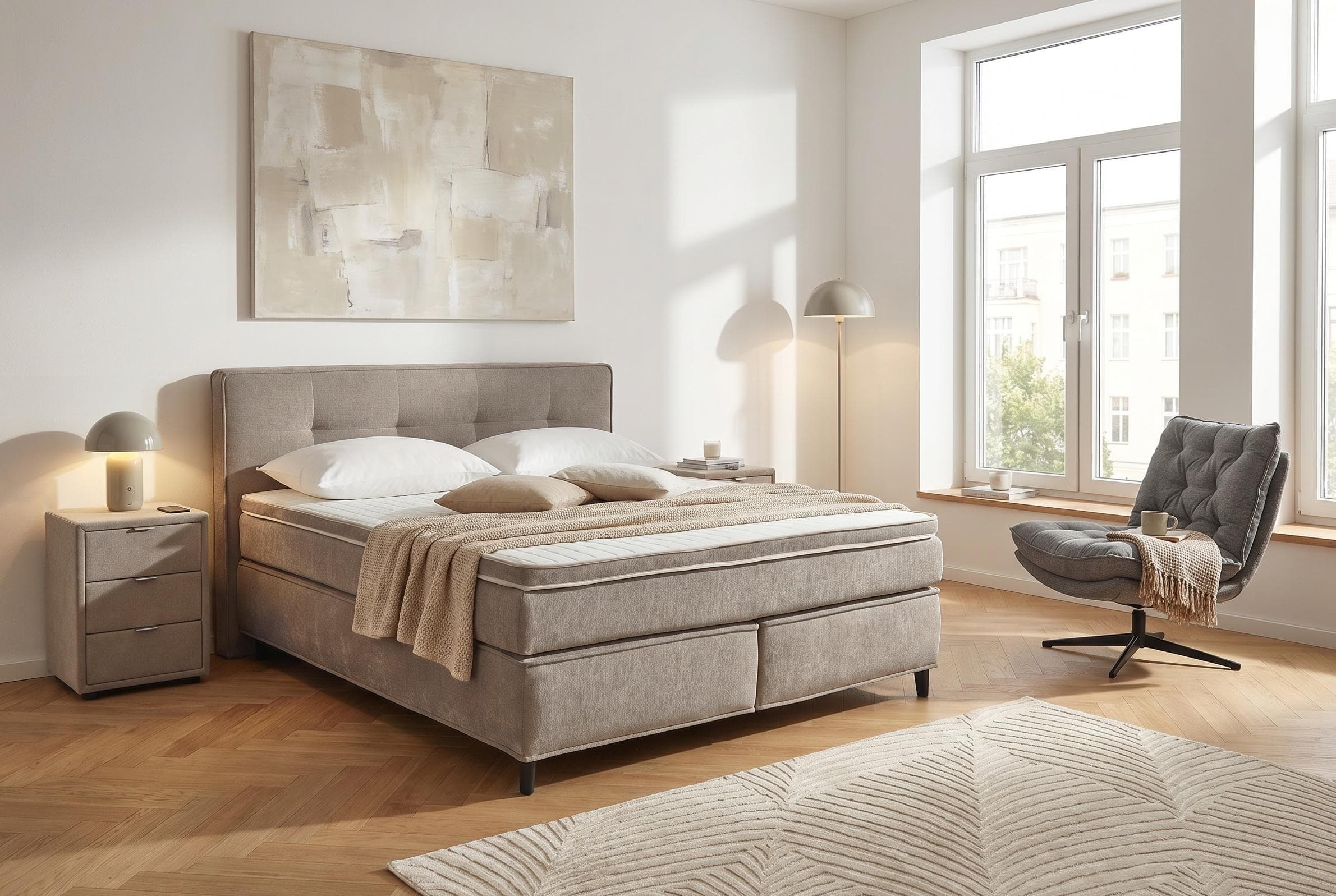 Jockenhöfer Boxspringbett Capello 7-Zonen-Tonnentaschen-Federkernmatratze