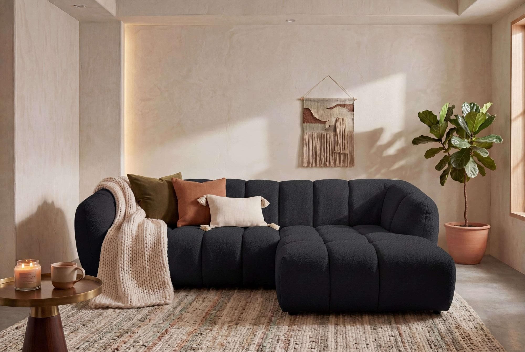 OTTO HOME Ecksofa Gerron Chenille Anthrazit L-Form Recamiere