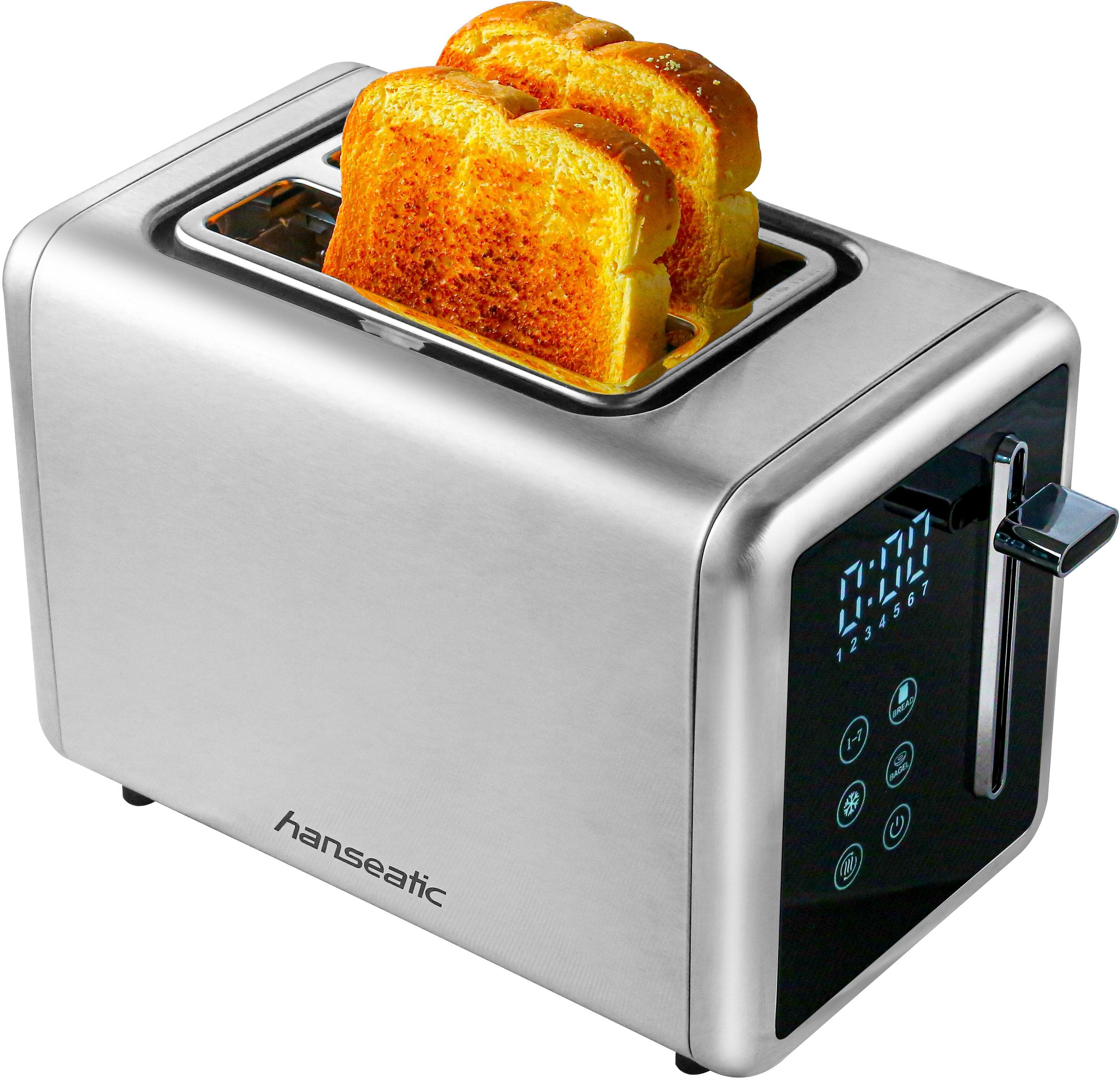 HANSEATIC Toaster HT9007BD mit Brötchenaufsatz Silber