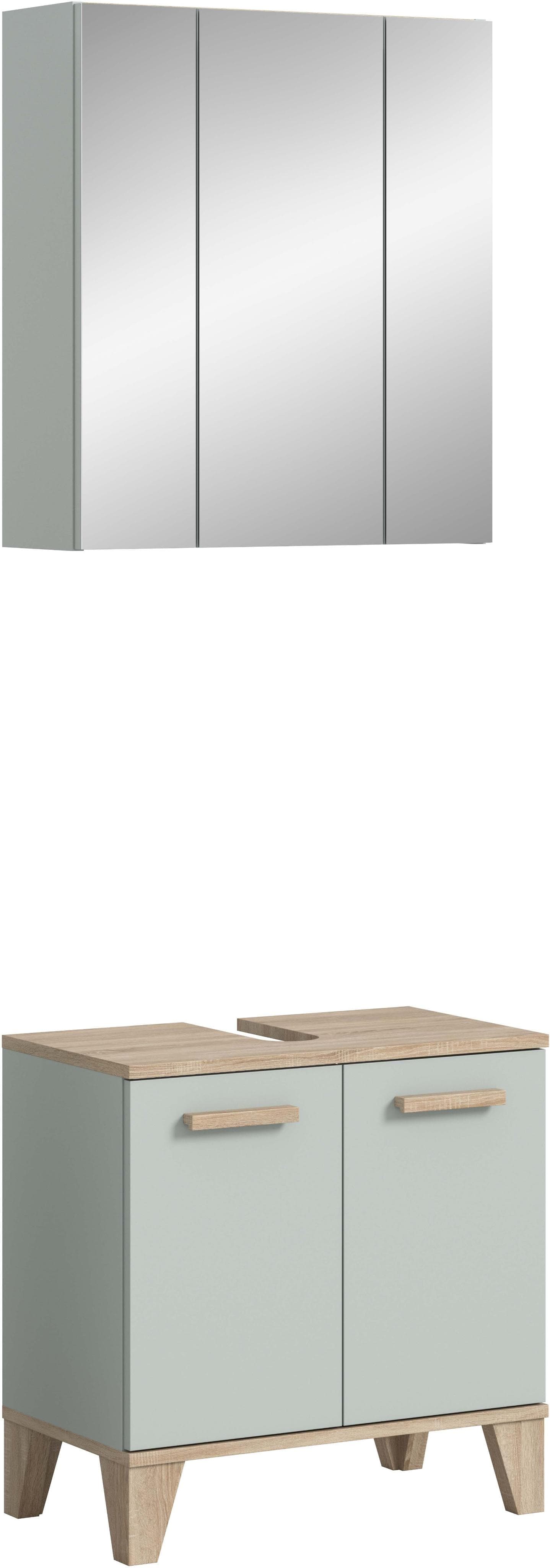 WELLTIME Badmöbel-Set MINTTU 2-teilig SCANDI-Look hellgrün