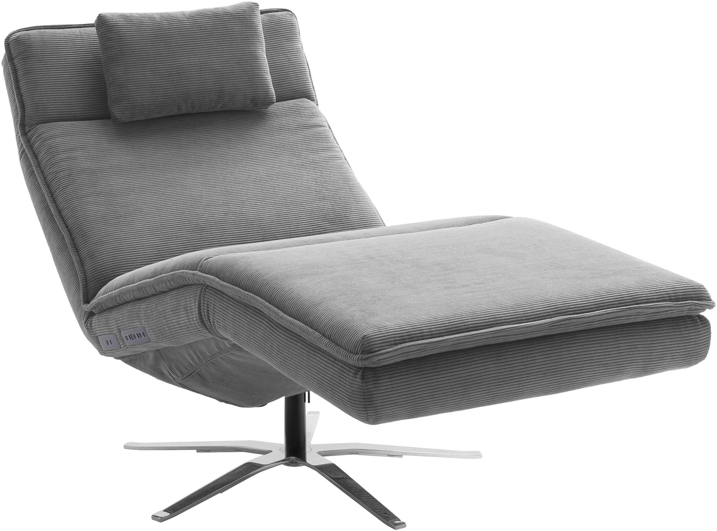 SCHÖNER WOHNEN Relaxsessel Belize Grau Elektrisch Verstellbar mit USB-Anschluss