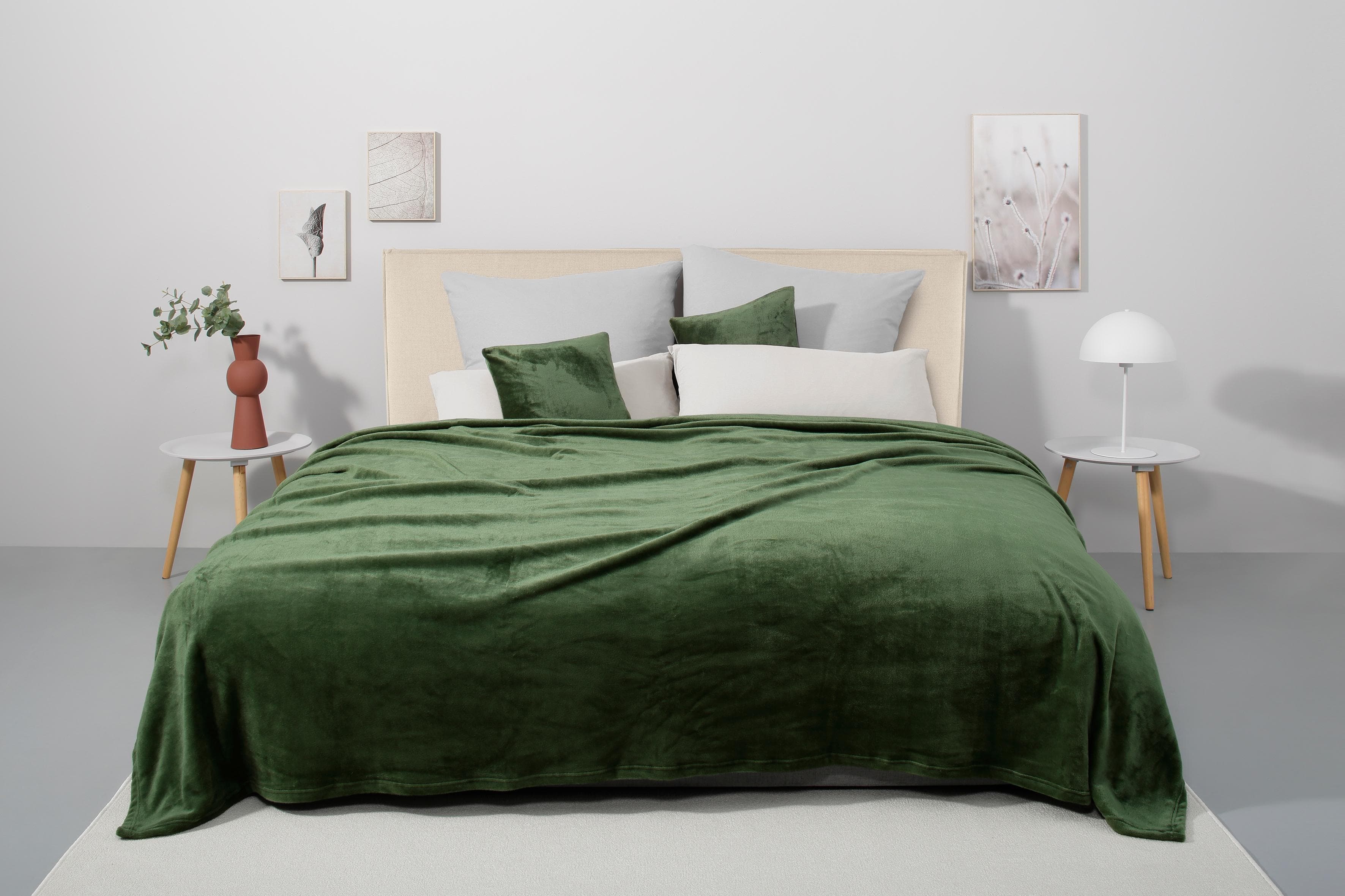 OTTO home Tagesdecke Desner3 Dunkelgrün Polyester Cashmere-Touch